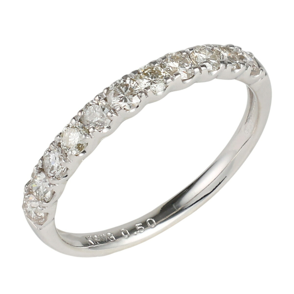 週末セール18KWG天然ダイヤモンド ダブルサークル リング　13号 ダイヤモンド 0.50ct デザイン リング K18WG J2389 – ジュエル