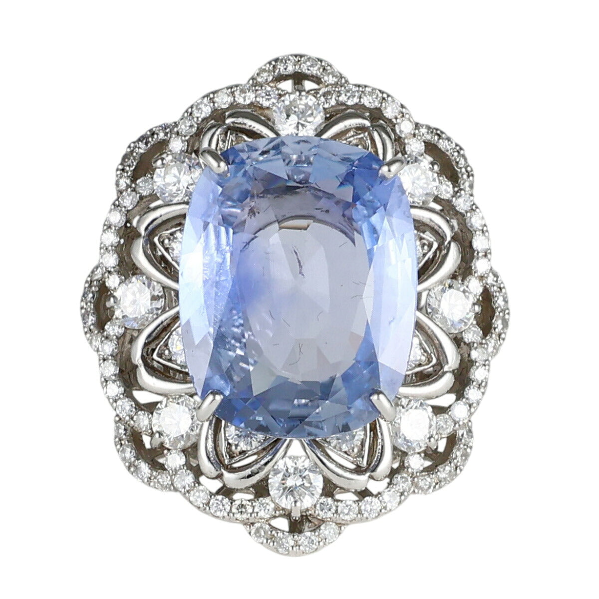 非加熱 サファイア 11.59ct ダイヤモンド 2.34ct リング Pt900 11号 鑑別書付 D1618