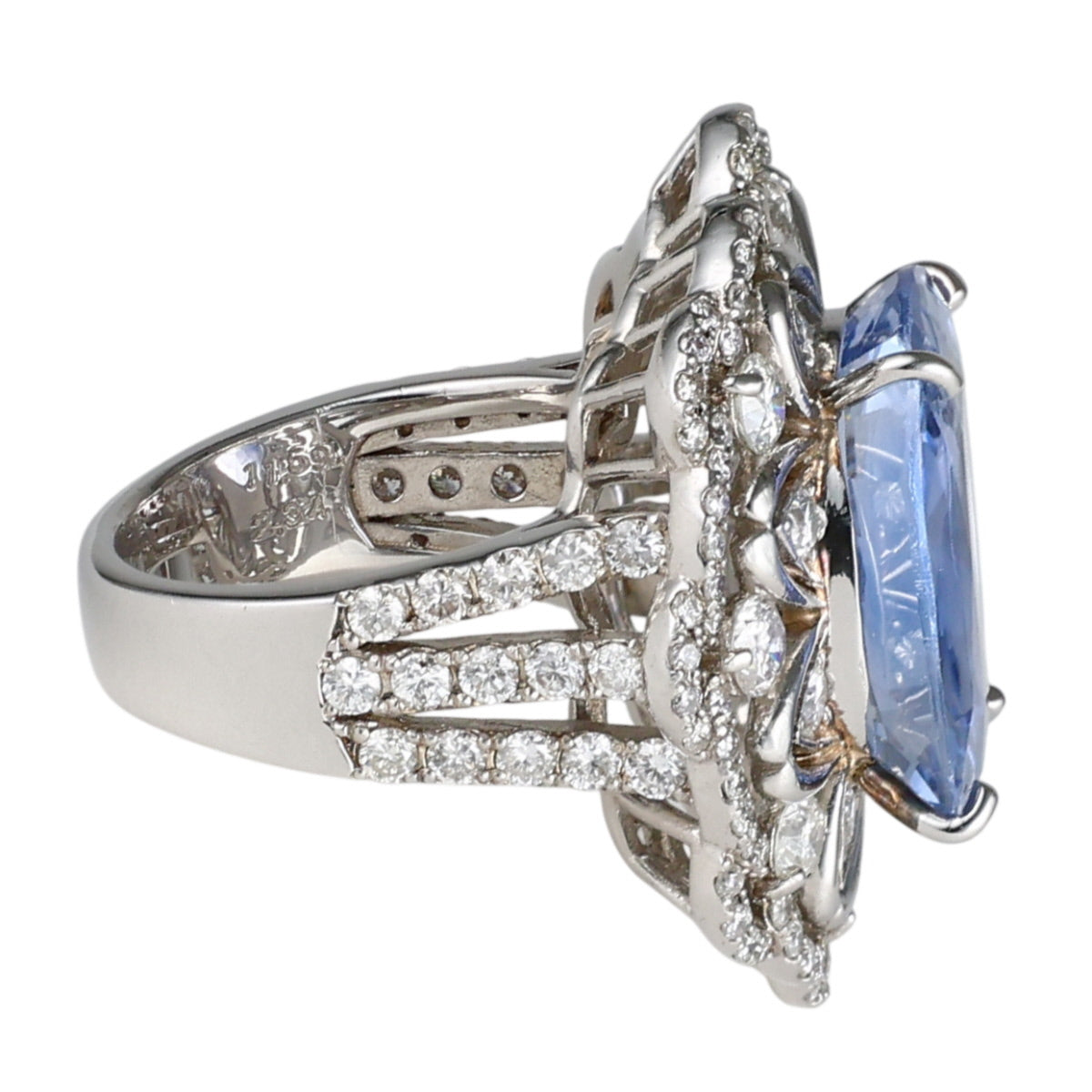 非加熱 サファイア 11.59ct ダイヤモンド 2.34ct リング Pt900 11号 鑑別書付 D1618