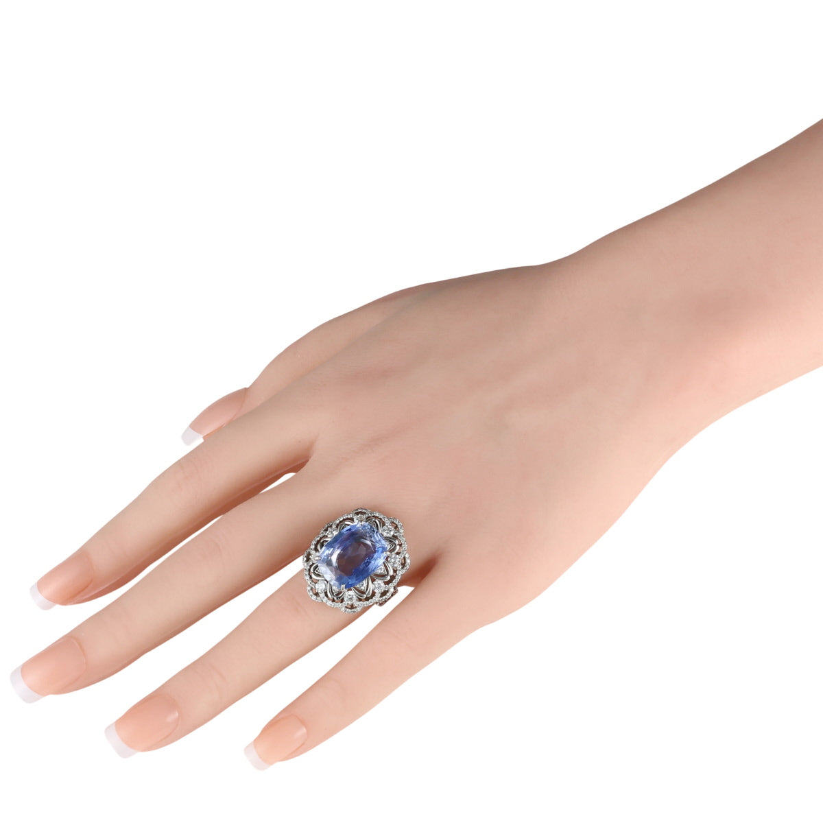 非加熱 サファイア 11.59ct ダイヤモンド 2.34ct リング Pt900 11号 鑑別書付 D1618