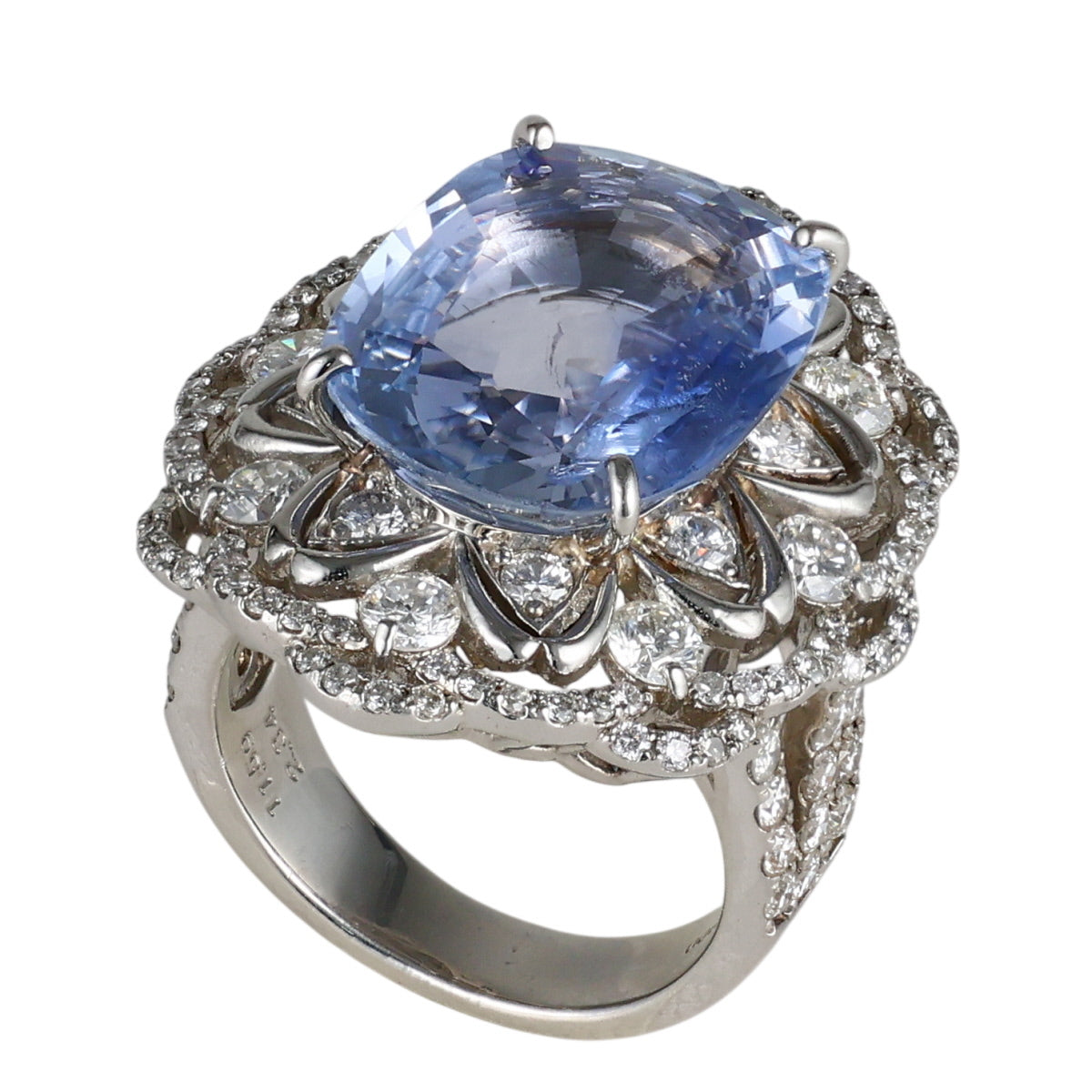 非加熱 サファイア 11.59ct ダイヤモンド 2.34ct リング Pt900 11号 鑑別書付 D1618
