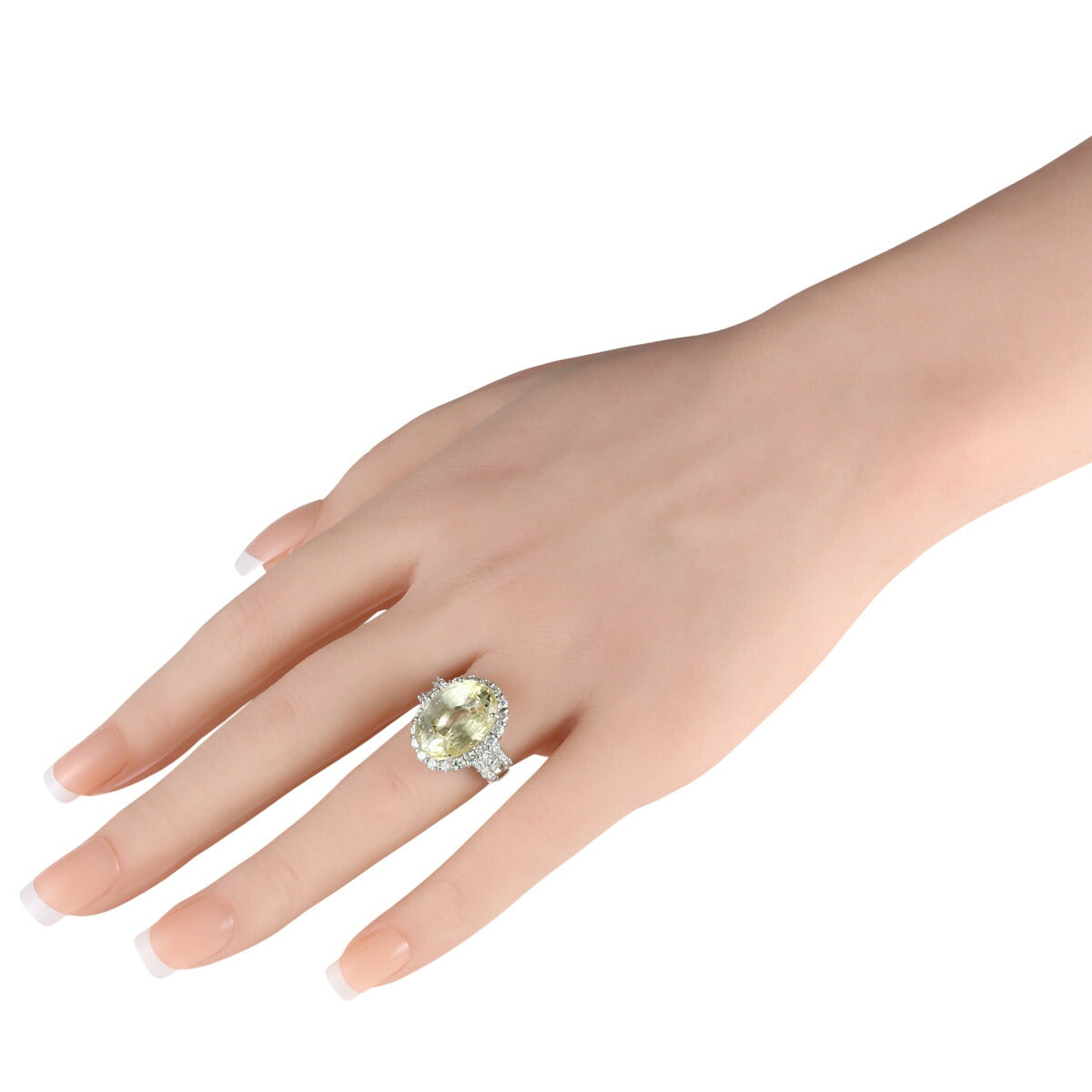 非加熱 イエローサファイア 15.72ct ダイヤモンド 1.31ct リング Pt900 11号 鑑別書付 D1635