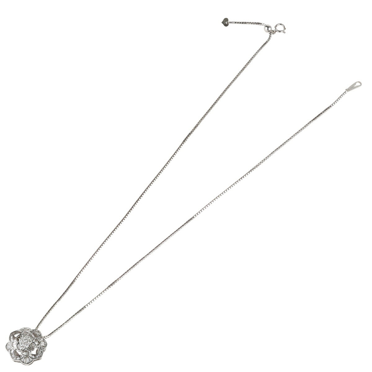 ダイヤモンド 1.00ct フラワーモチーフ ネックレス K18WG D2492