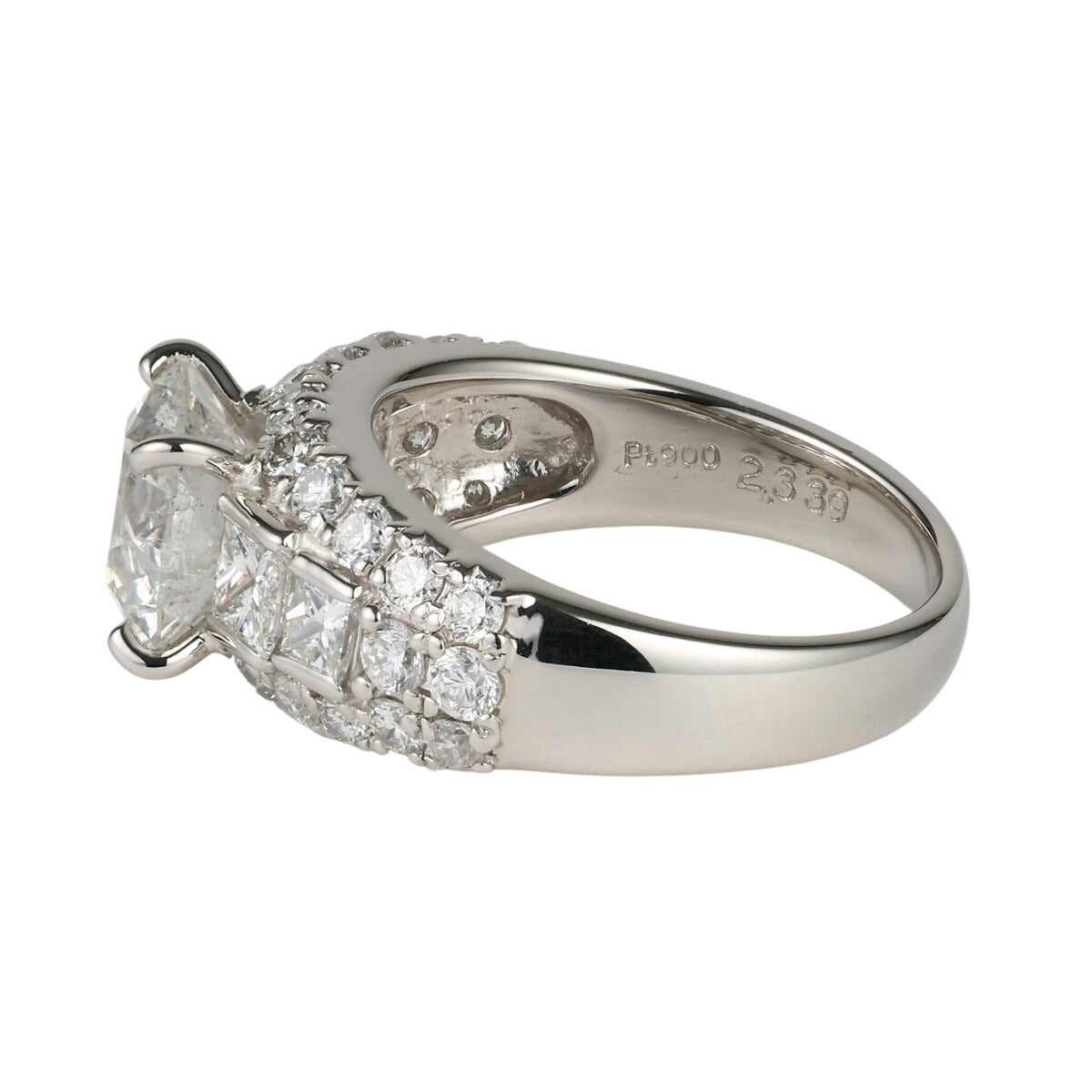F-SI2-VG ダイヤモンド 2.339ct 1.37ct デザイン リング Pt900 ソーティング付 D2533