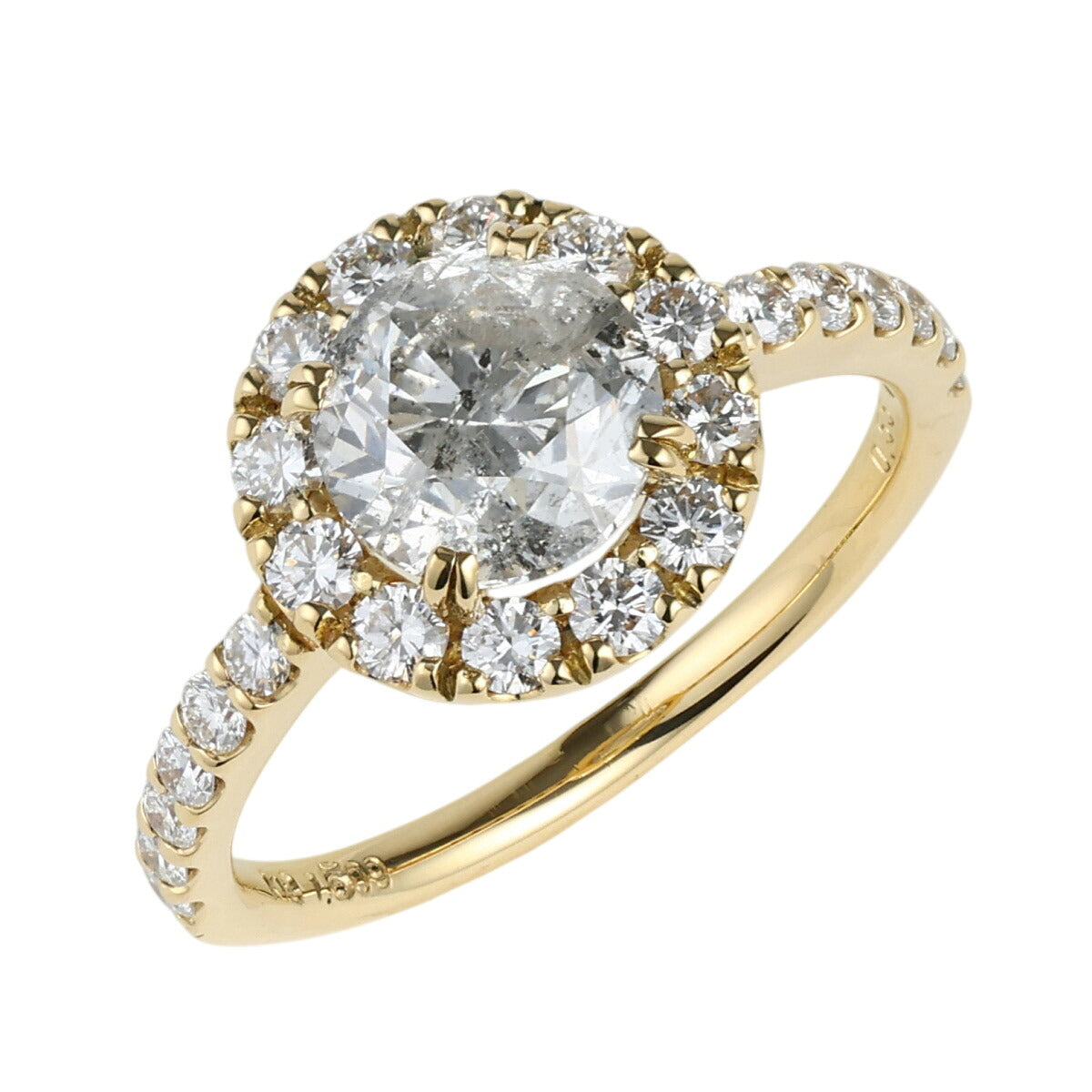 H-I2-F ダイヤモンド 1.509ct 0.55ct デザイン リング K18YG ソーティング付 D2541