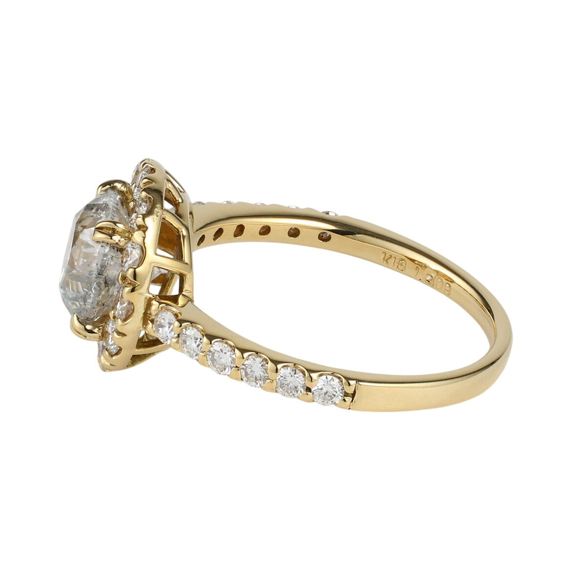 H-I2-F ダイヤモンド 1.509ct 0.55ct デザイン リング K18YG ソーティング付 D2541