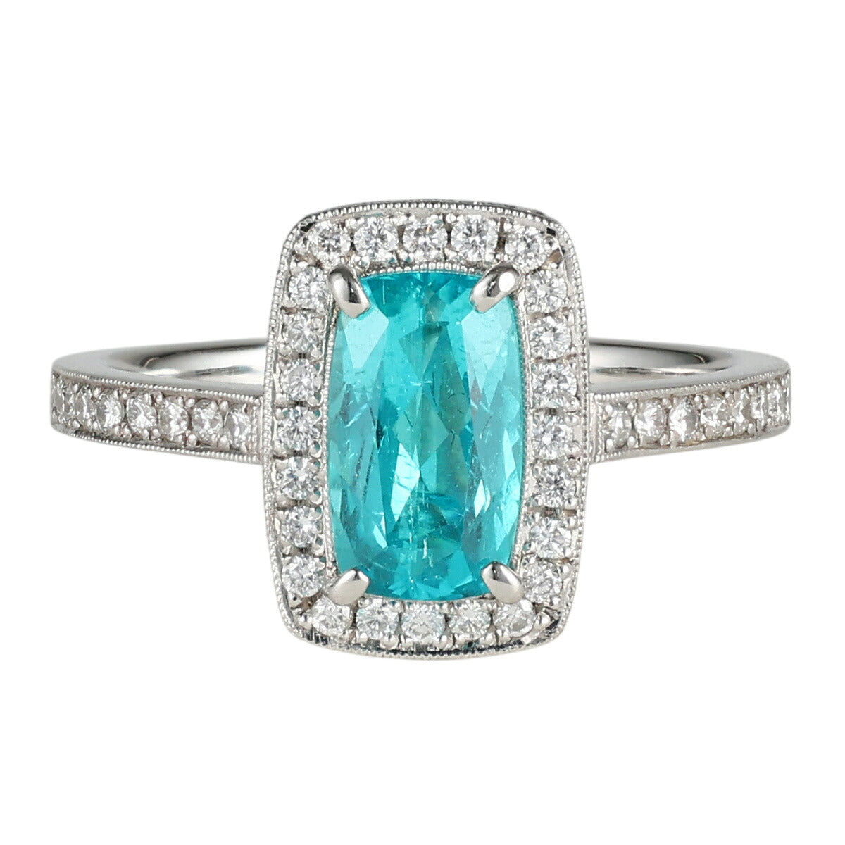 パライバトルマリン 2.13ct ダイヤモンド 0.67ct リング Pt900 20号 鑑別書付 G9303