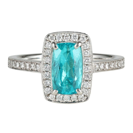 パライバトルマリン 2.13ct ダイヤモンド 0.67ct リング Pt900 20号 鑑別書付 G9303