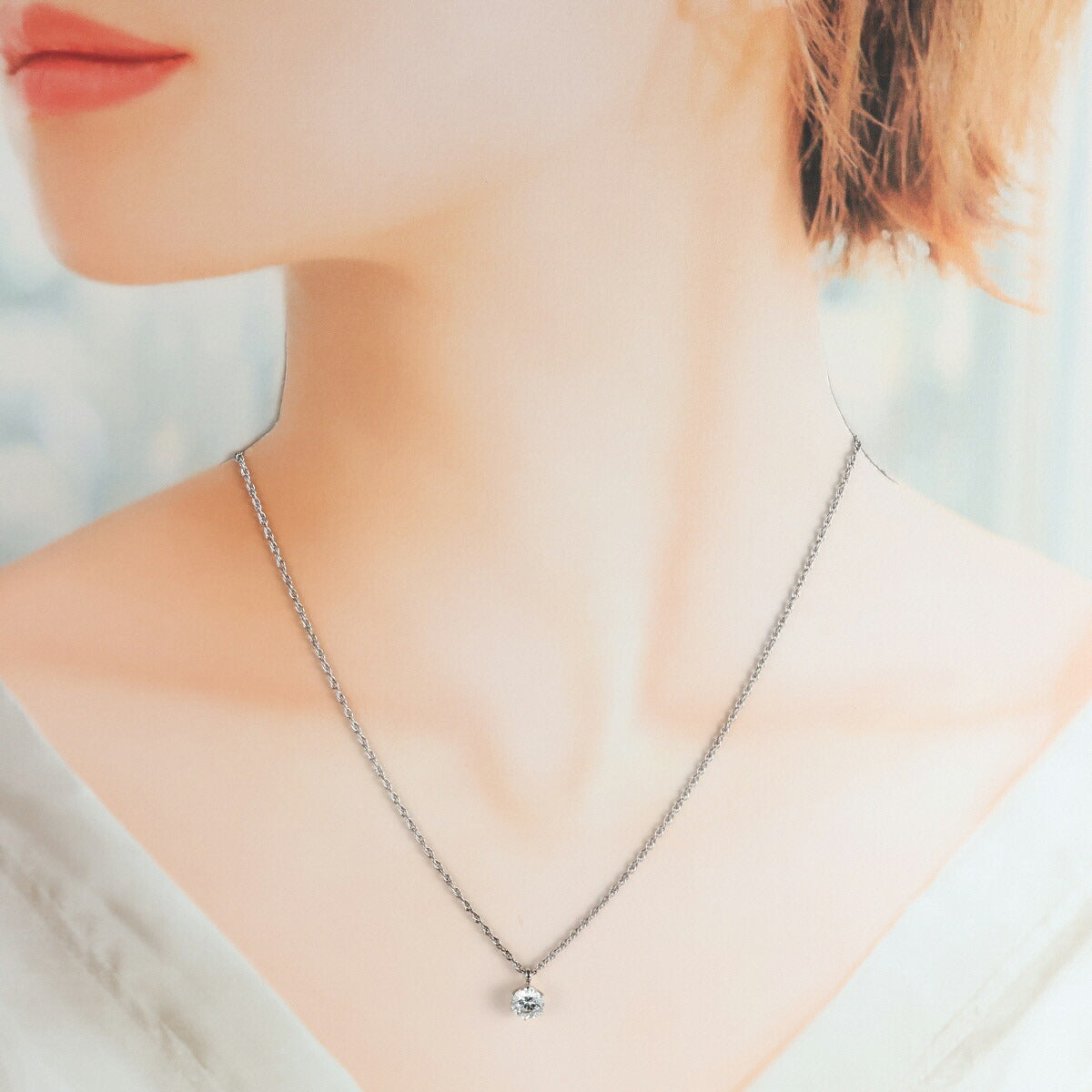 H-SI2-GOOD ダイヤモンド 1.002ct 一粒 ネックレス Pt900 Pt850 ソーティング付 H8785