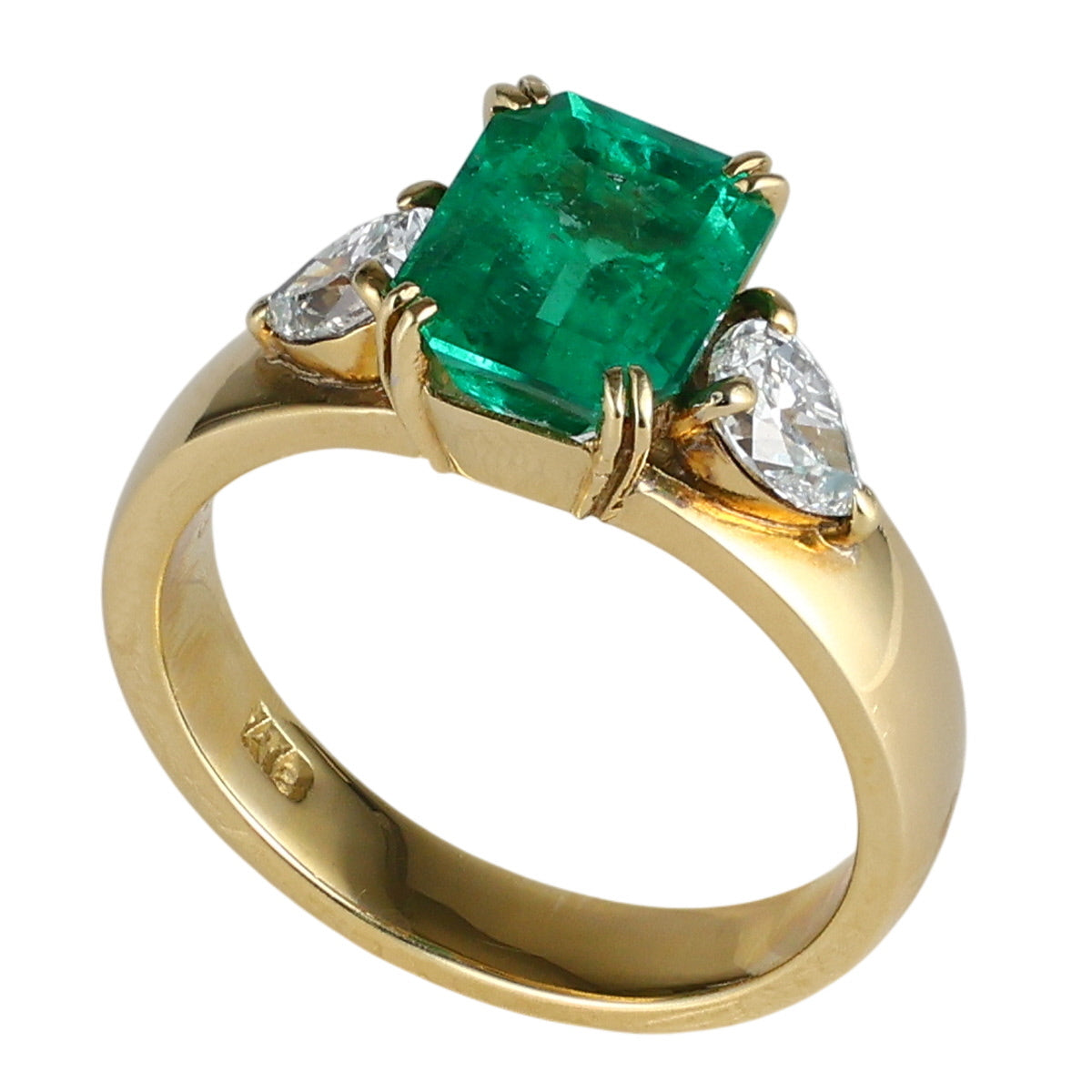 エメラルド 1.98ct ダイヤモンド 0.59ct リング K18YG 12号 鑑別書 ソーティング付 I1112