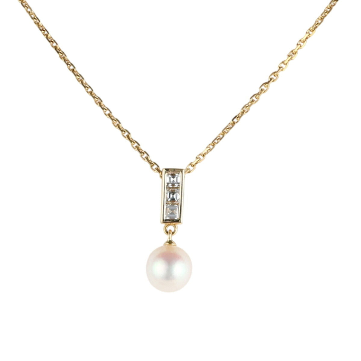 タサキ パール ダイヤ 0.22ct ネックレス K18YG I3937