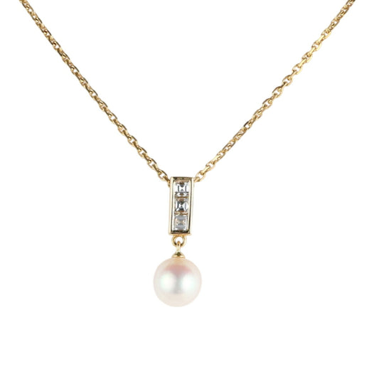 タサキ パール ダイヤ 0.22ct ネックレス K18YG I3937