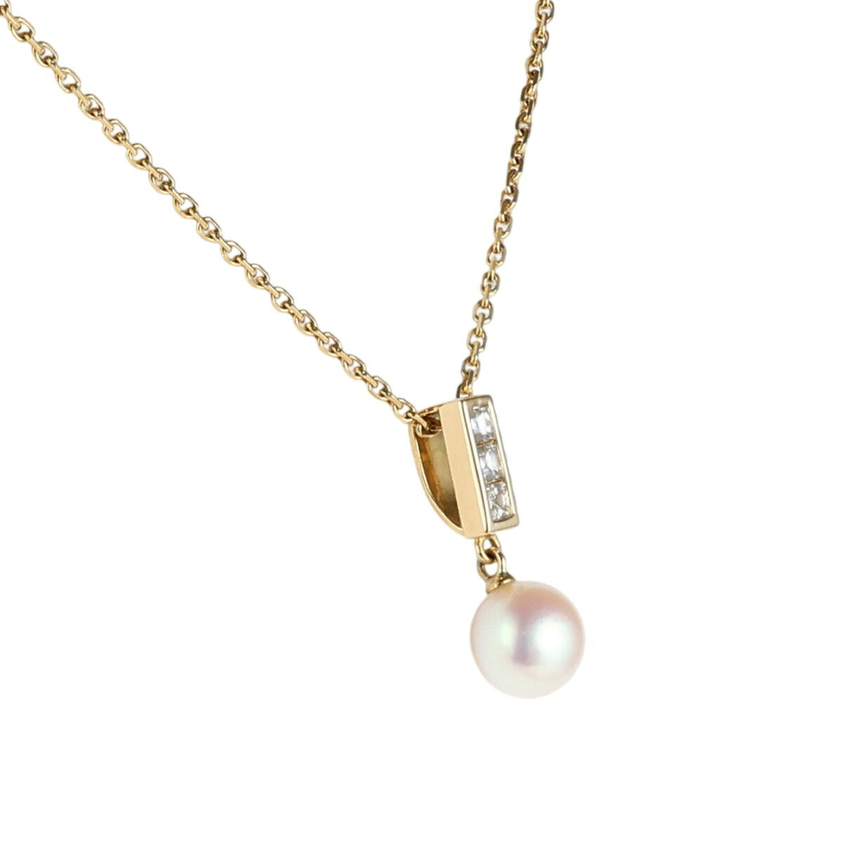 タサキ パール ダイヤ 0.22ct ネックレス K18YG I3937