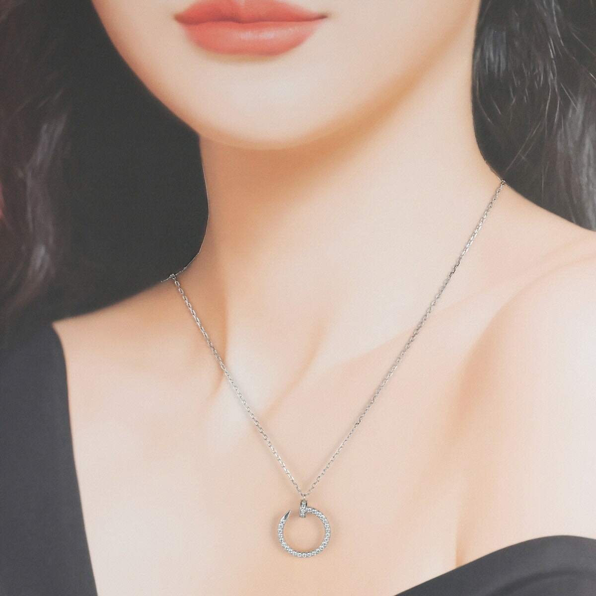 カルティエ ダイヤモンド ジュストアンクル ネックレス K18WG 箱付 I4778