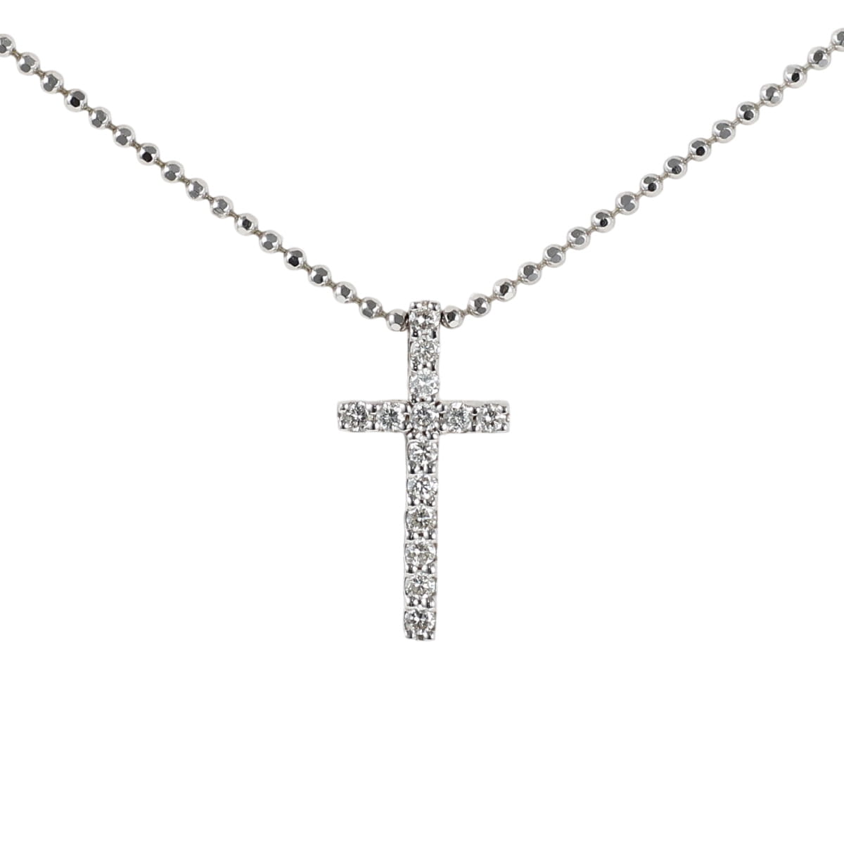 ヴァンドーム青山 ダイヤモンド 0.12ct クロス ネックレス K18WG I5577