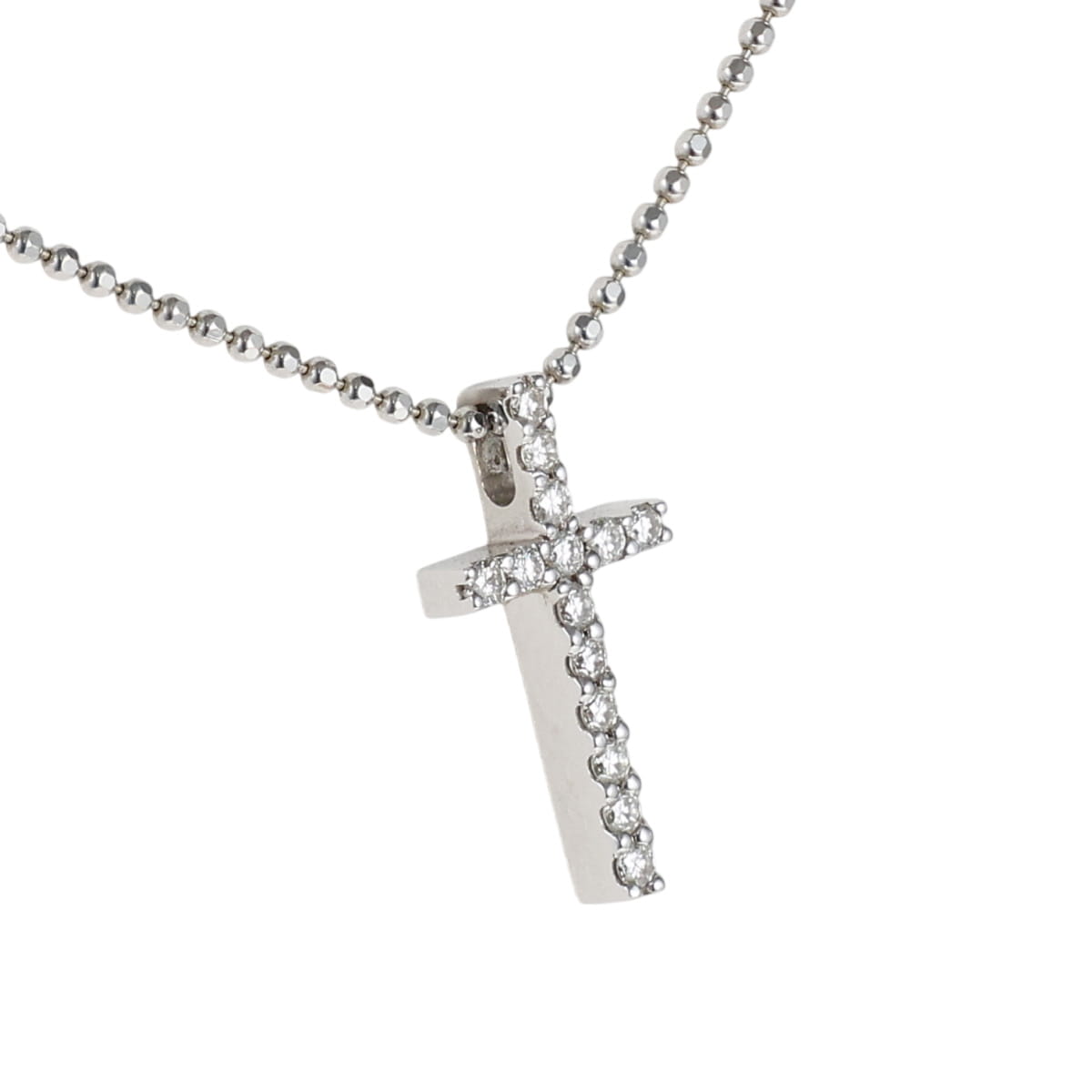 ヴァンドーム青山 ダイヤモンド 0.12ct クロス ネックレス K18WG I5577