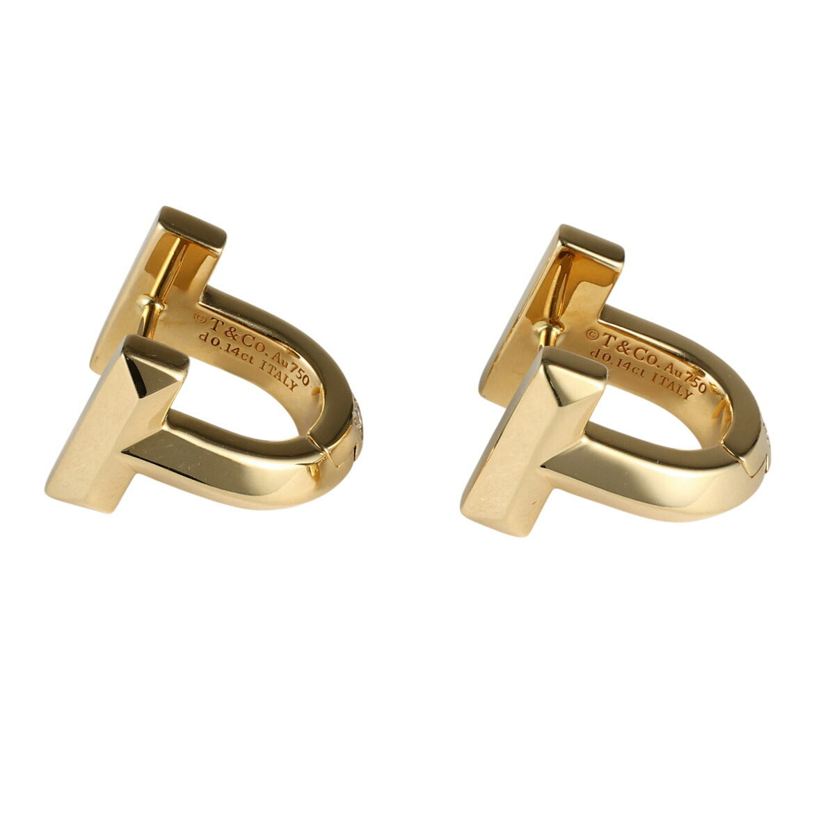ティファニー ダイヤモンド 0.14ct 0.14ct Tワン ピアス K18YG I5694