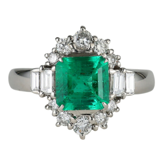 エメラルド 1.54ct ダイヤモンド 0.73ct リング Pt900 11号 鑑別書付 I7939