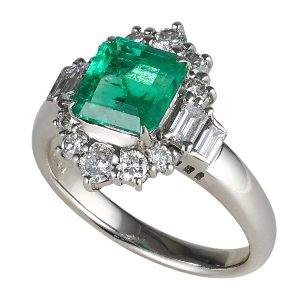 エメラルド 1.54ct ダイヤモンド 0.73ct リング Pt900 11号 鑑別書付 I7939