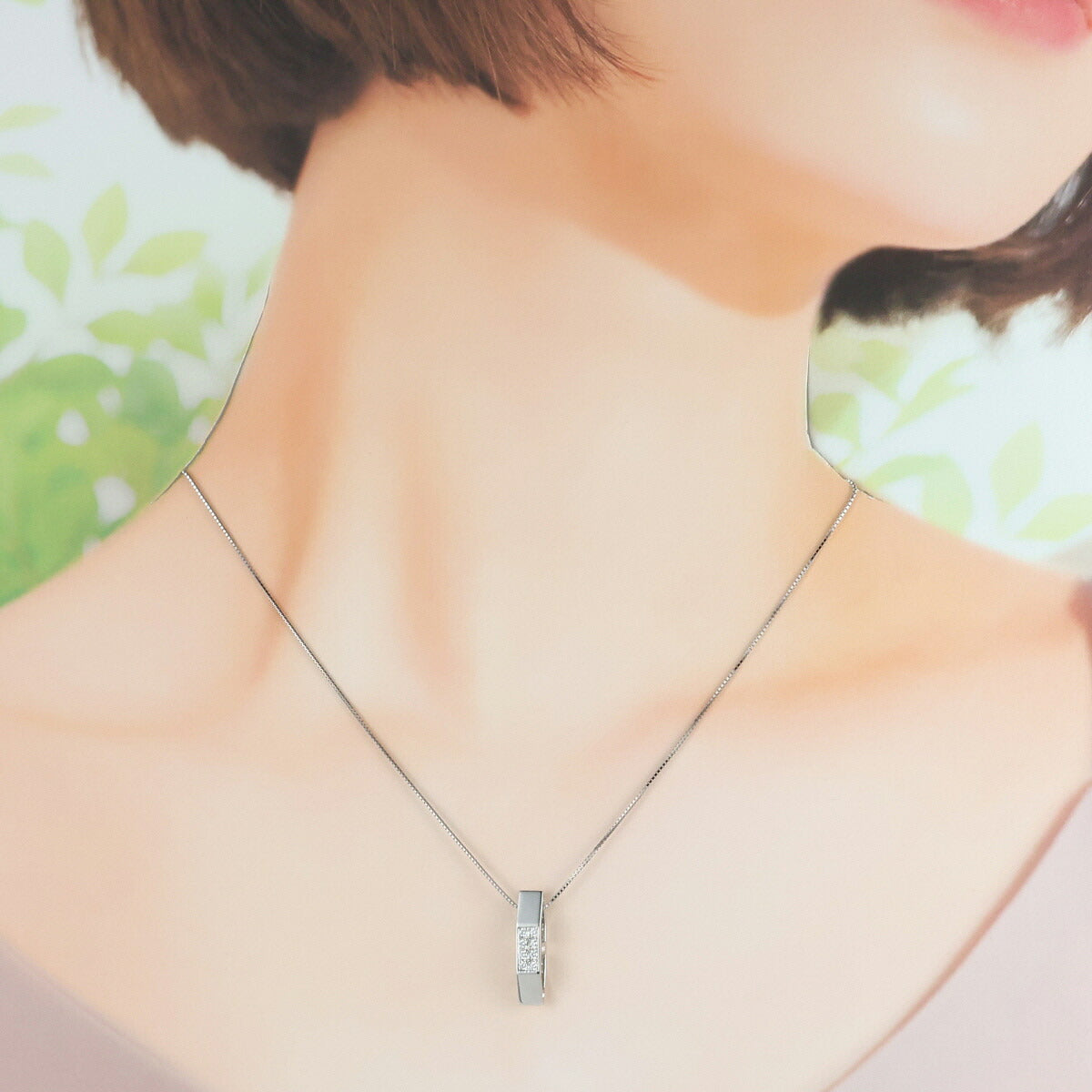 タサキ ダイヤモンド 0.08ct ネックレス K18WG I8428