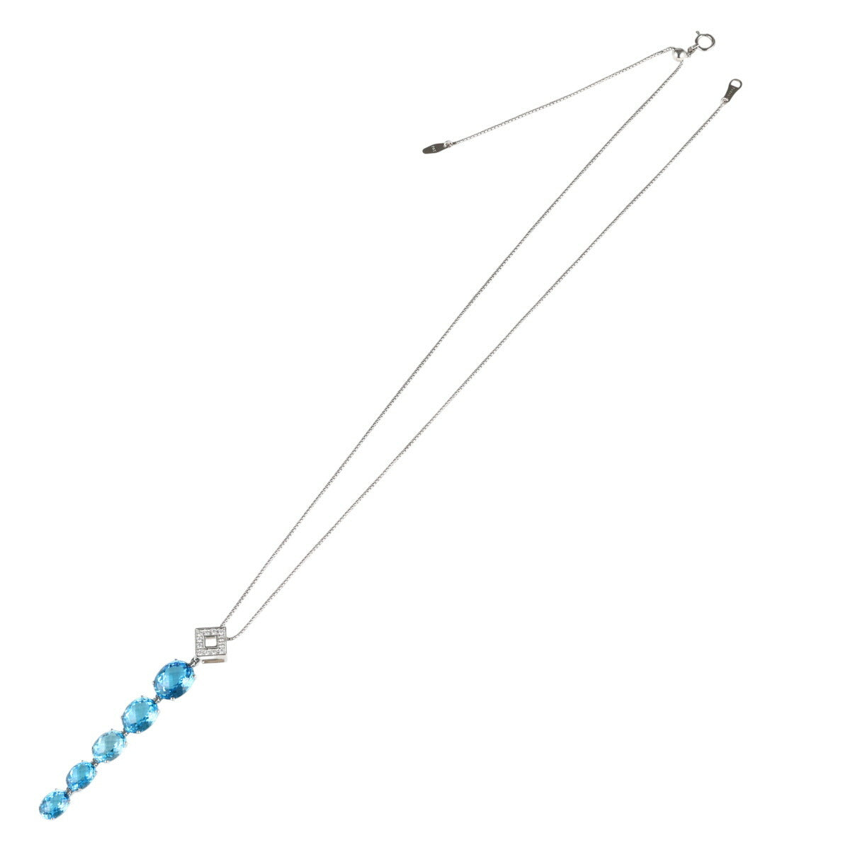 タサキ ブルートパーズ ダイヤモンド 0.12ct ネックレス K18WG I8488