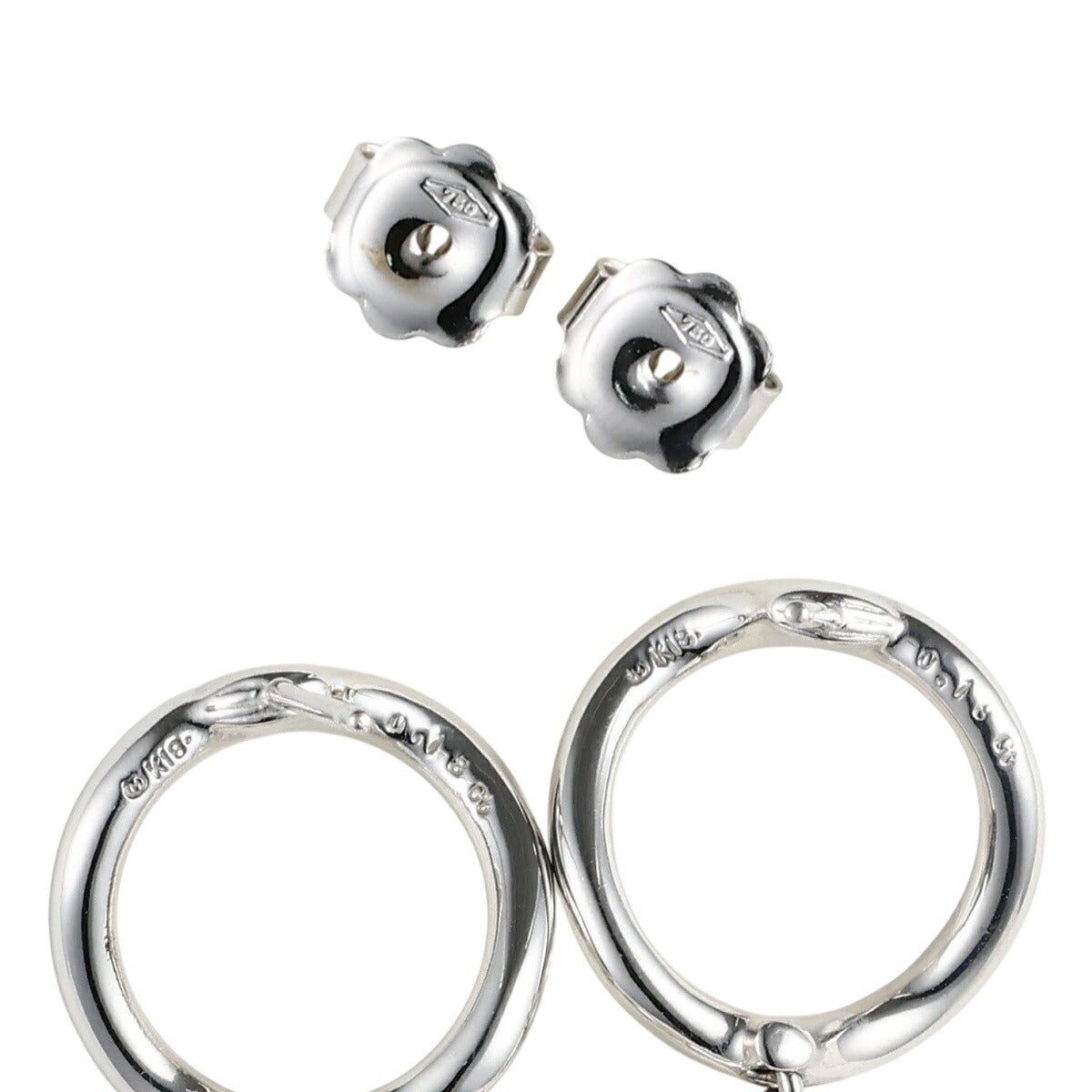ミキモト ダイヤモンド 0.18ct 0.18ct サークルデザイン ピアス K18WG I9009
