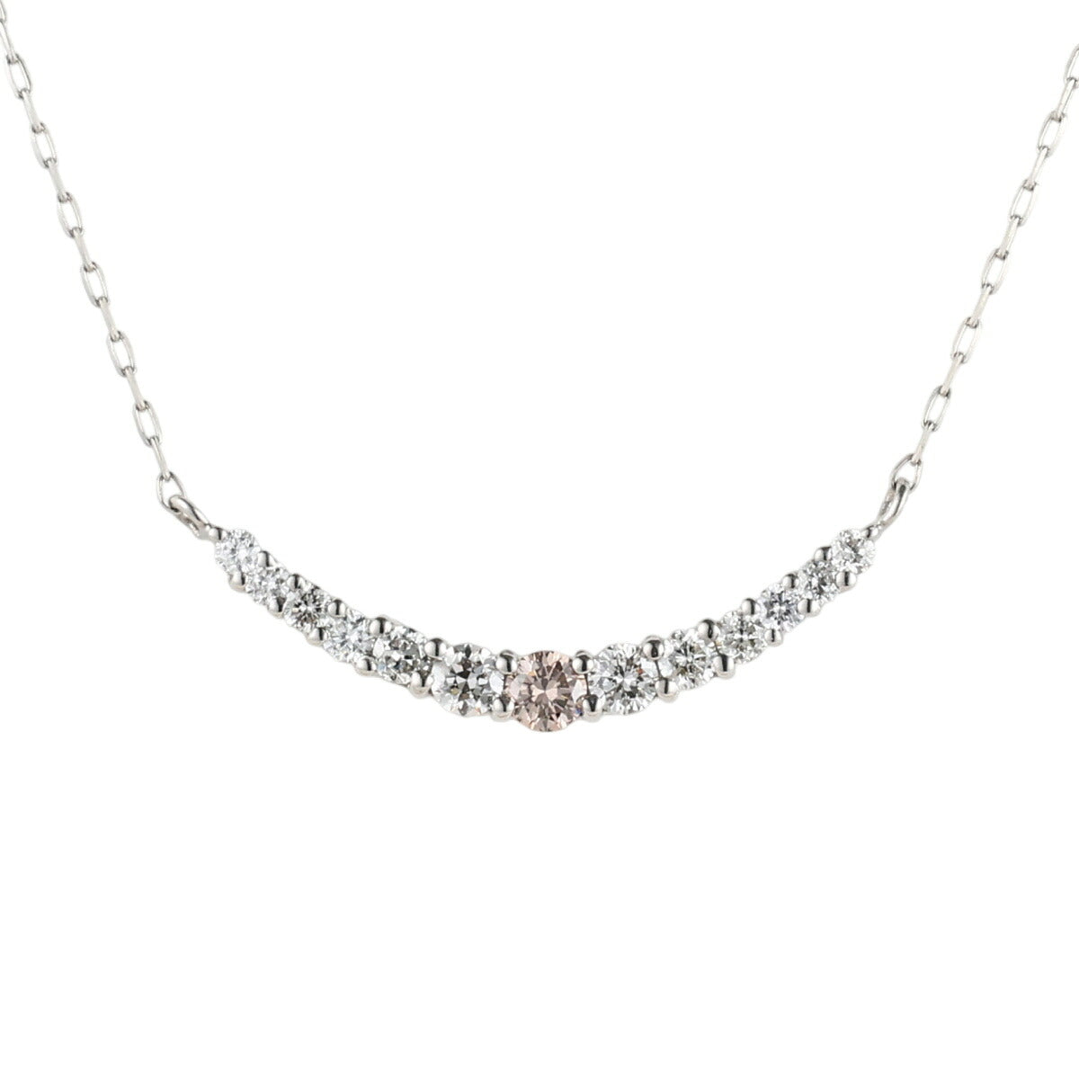 ピンクダイヤモンド 0.038ct ダイヤ 0.16ct デザイン ネックレス Pt950 Pt850 ソーティング付 I9376