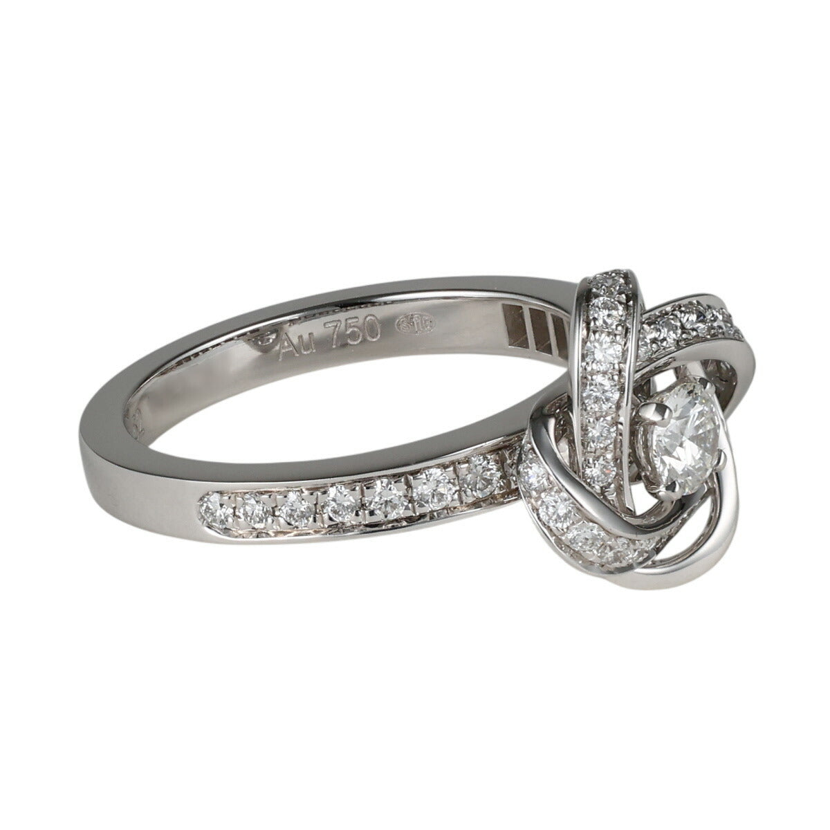 ブシュロン E-VVS1-3EX ダイヤモンド 0.23ct ピヴォワンヌ ソリテール リング K18WG #52 国内正規 箱・保付 I9481