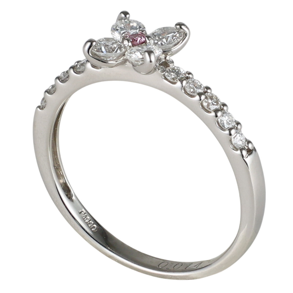 ピンクダイヤモンド 0.014ct ダイヤ 0.44ct リング Pt900 9号 ソーティング付 I9532
