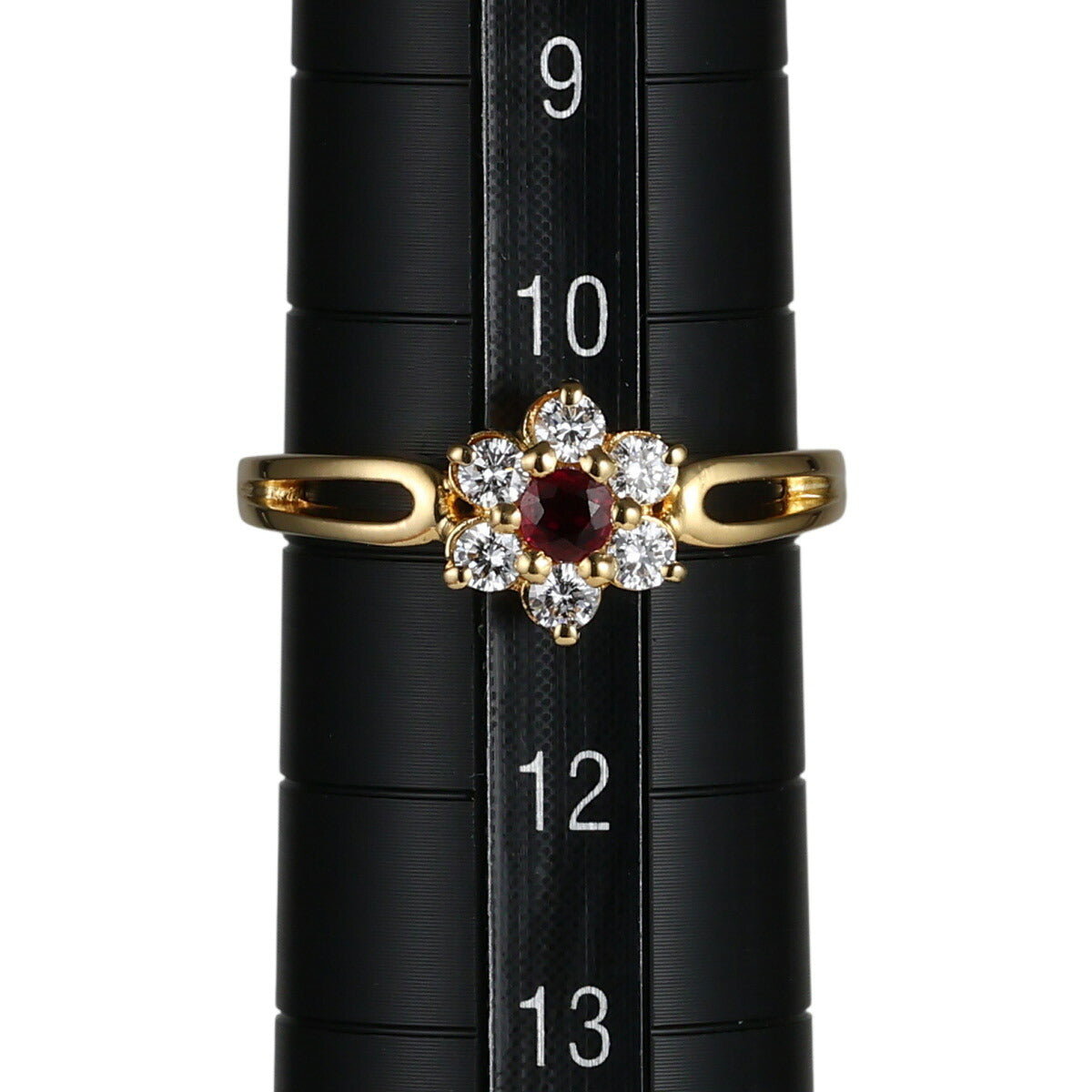 ミキモト ルビー 0.11ct ダイヤモンド 0.24ct デザイン リング K18YG 11号 I9863