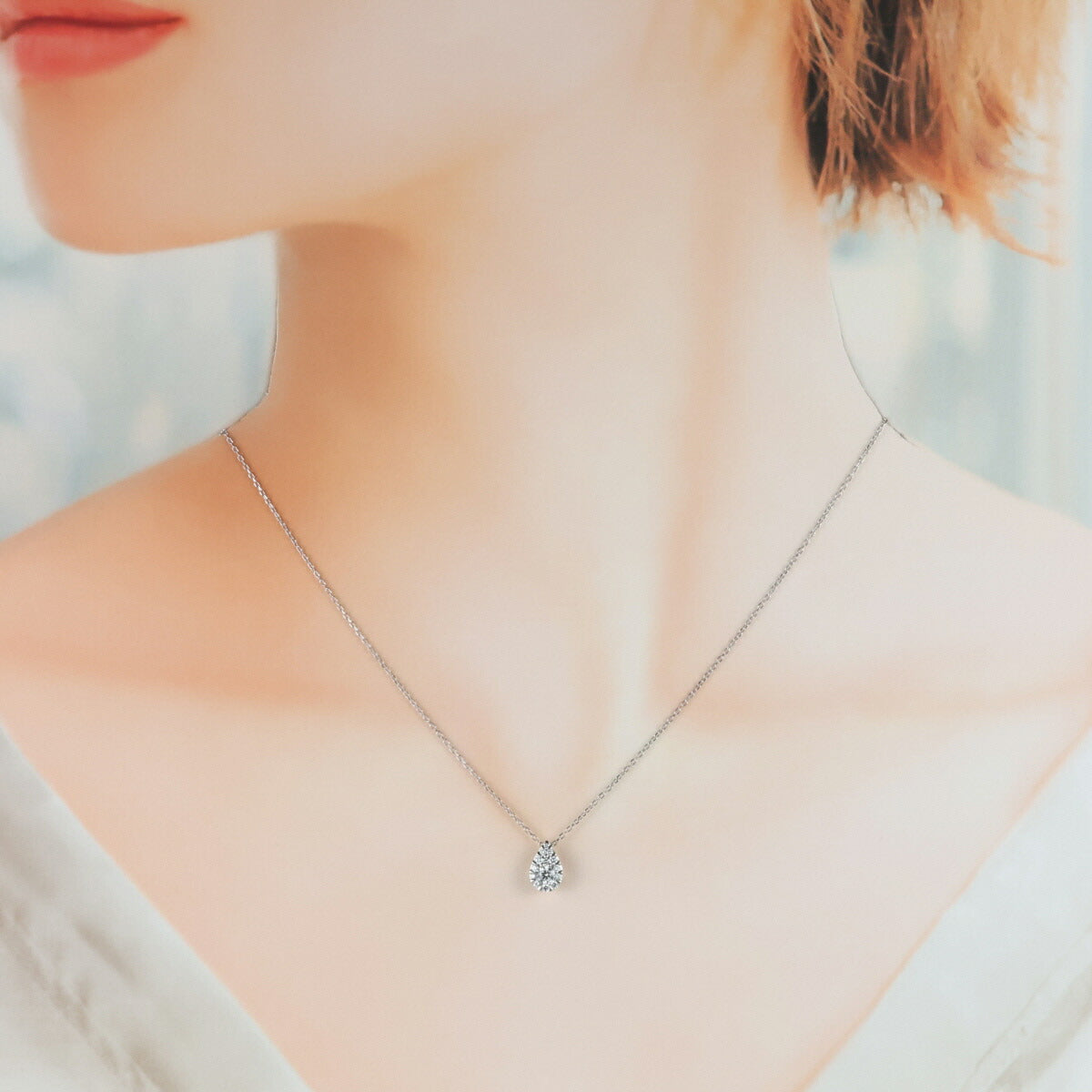 ヴァンドーム青山 D-SI2-EX H&C ダイヤモンド/0.124ct 0.12ct ドロップ オブ ガーランド ネックレス Pt950 Pt850 保付 I9923