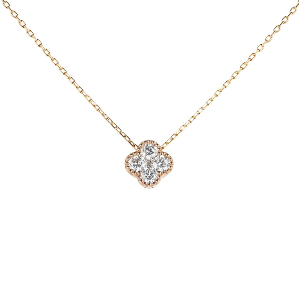 ポンテヴェキオ ダイヤ 0.15ct フラワー ネックレス K18PG I9924
