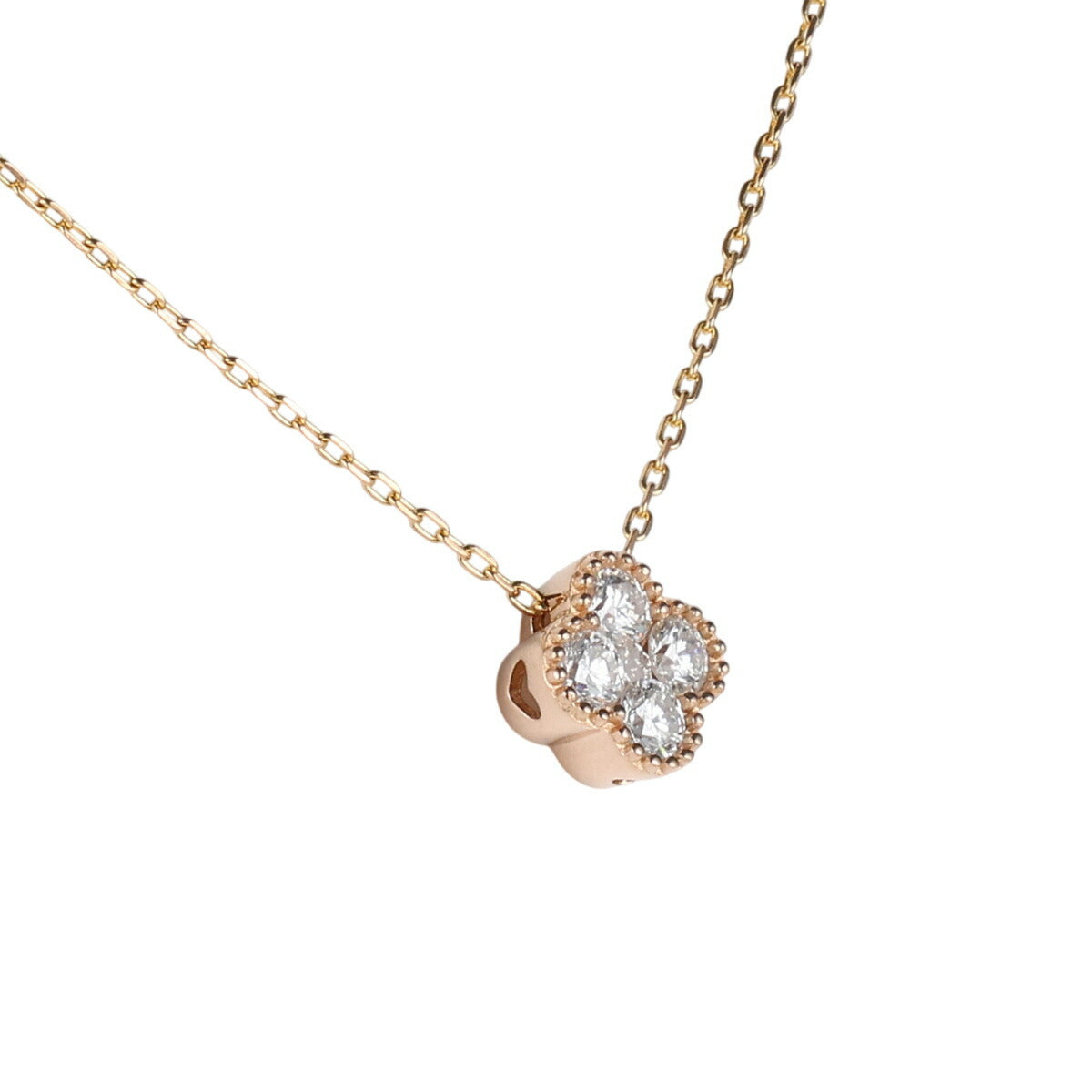 ポンテヴェキオ ダイヤ 0.15ct フラワー ネックレス K18PG I9924