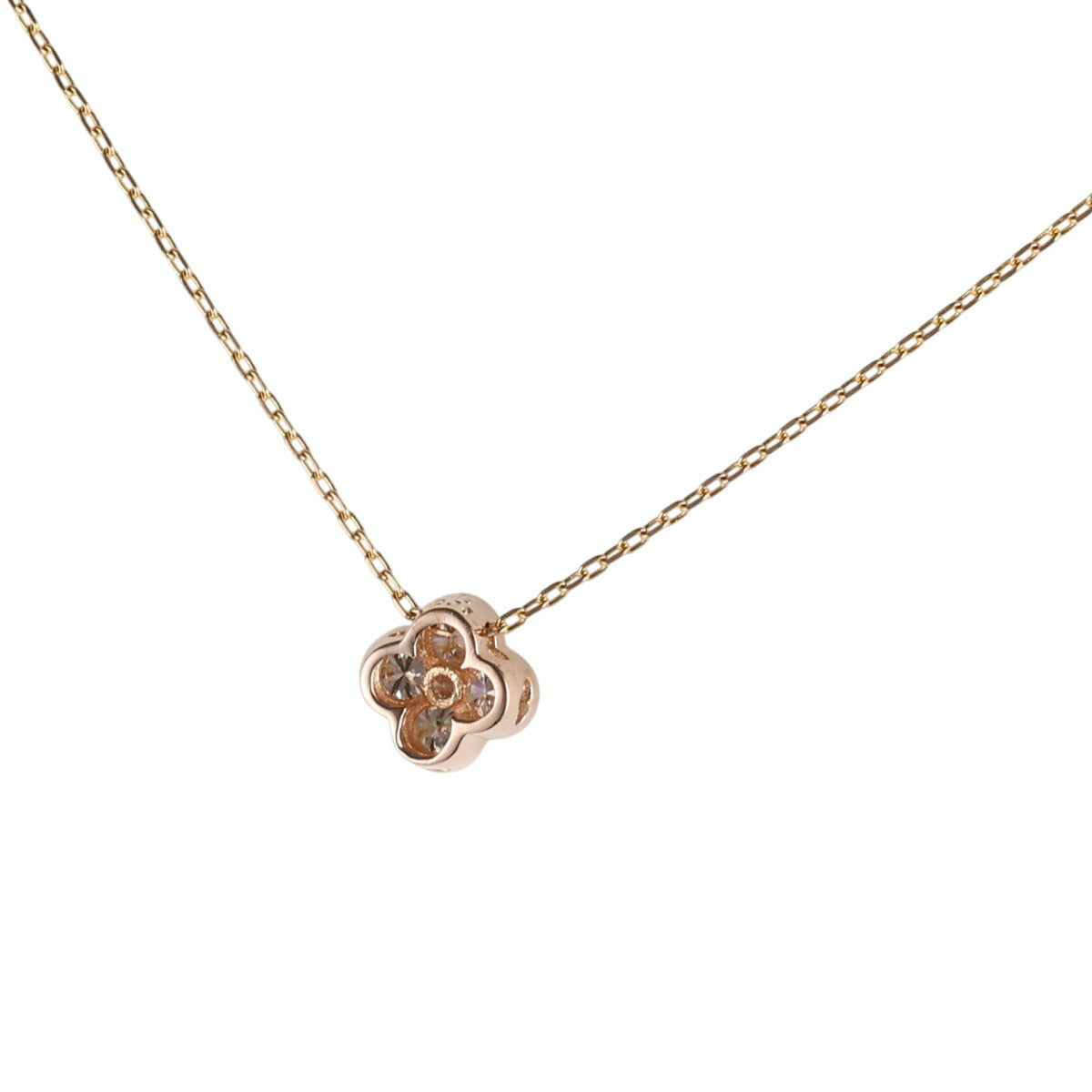 ポンテヴェキオ ダイヤ 0.15ct フラワー ネックレス K18PG I9924