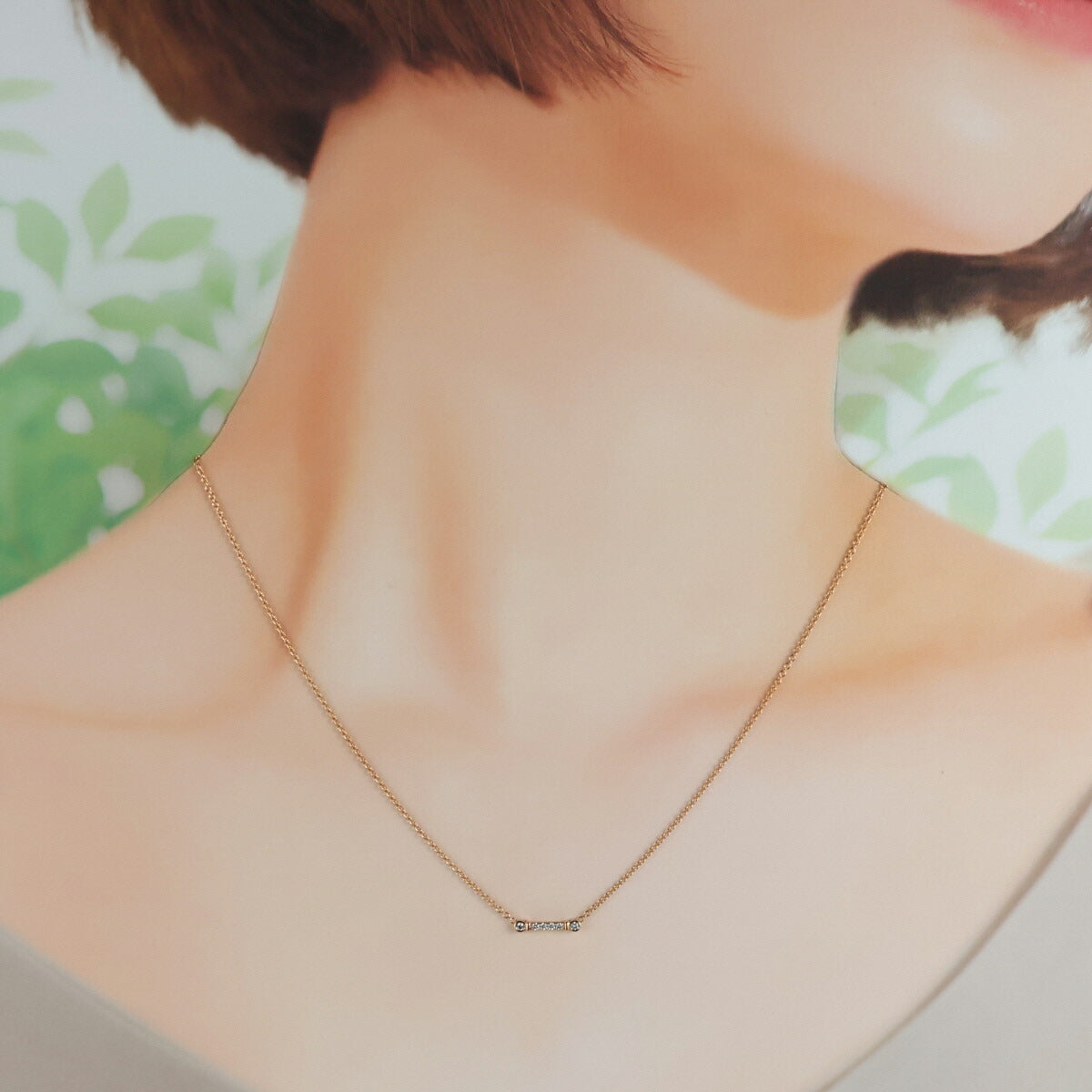 ティファニー ダイヤモンド フルール ド リス ステム ネックレス K18PG I9988