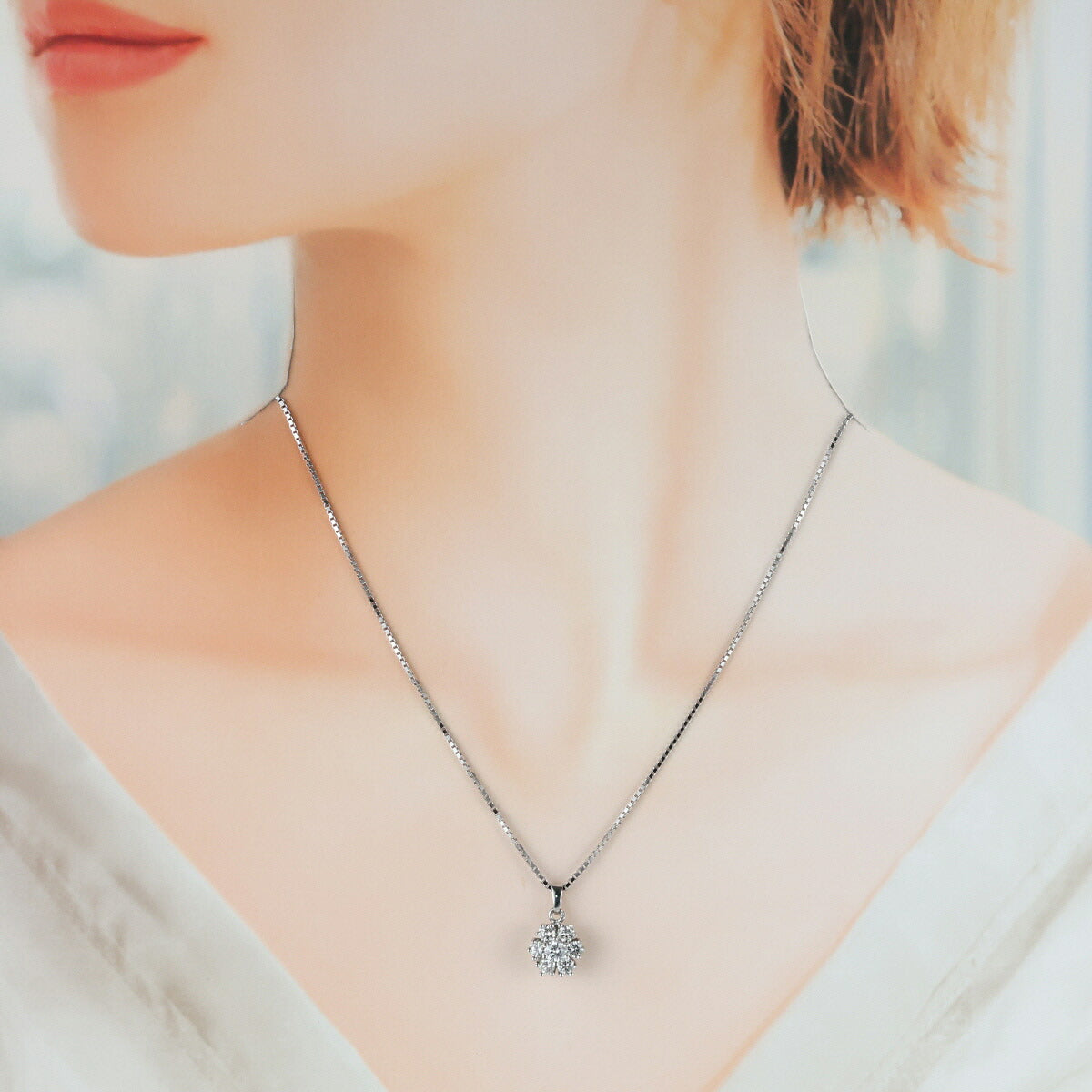 ダイヤモンド 0.85ct ネックレス K14WG J0301