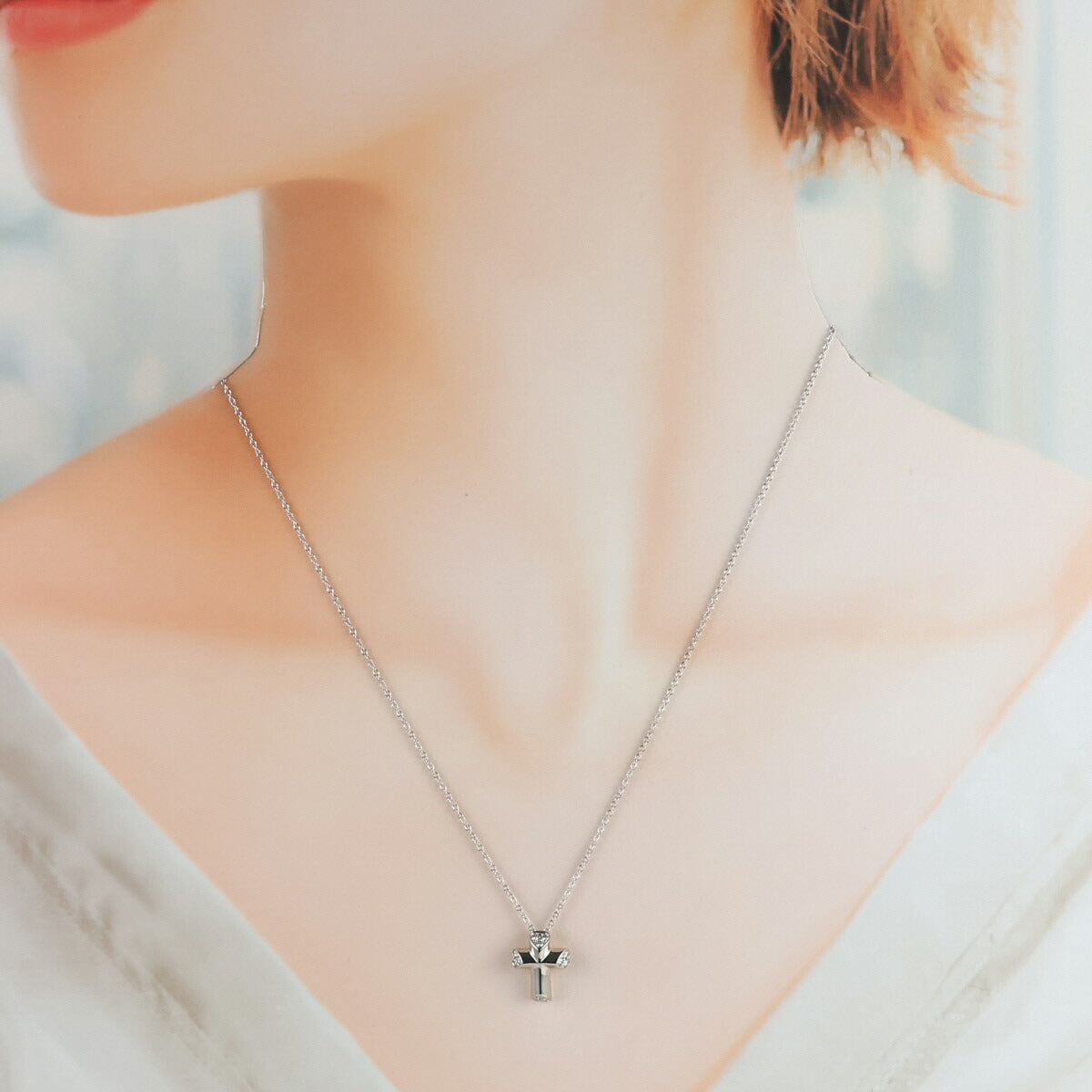 ティファニー テンダネスハートクロス ダイヤモンド ネックレス K18WG J0475
