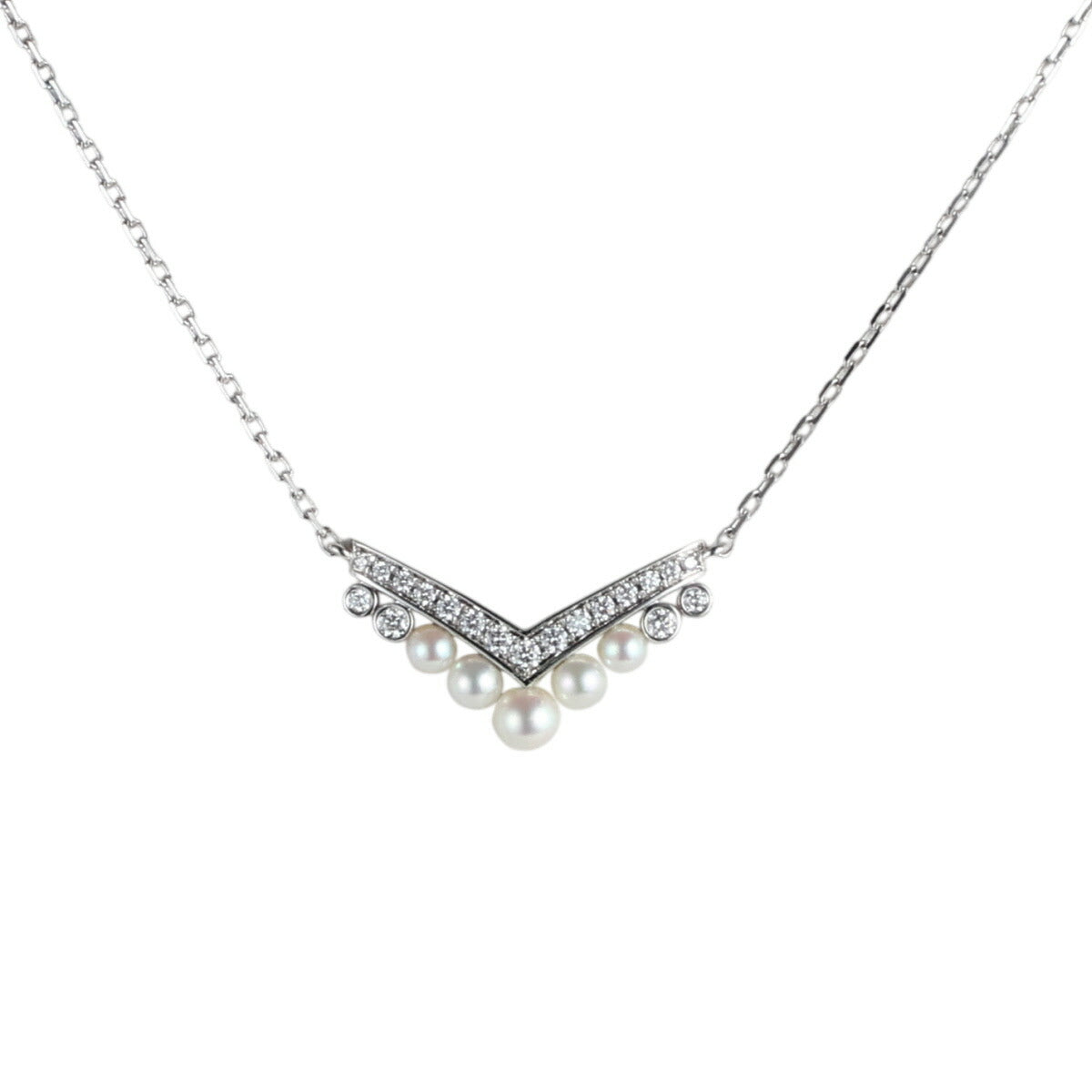 ショーメ パール ダイヤモンド ジョゼフィーヌ エグレット ネックレス K18WG 保付 J0478