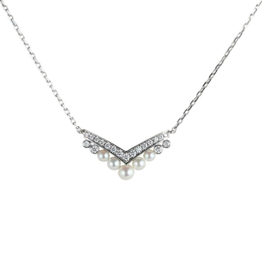 ショーメ パール ダイヤモンド ジョゼフィーヌ エグレット ネックレス K18WG 保付 J0478
