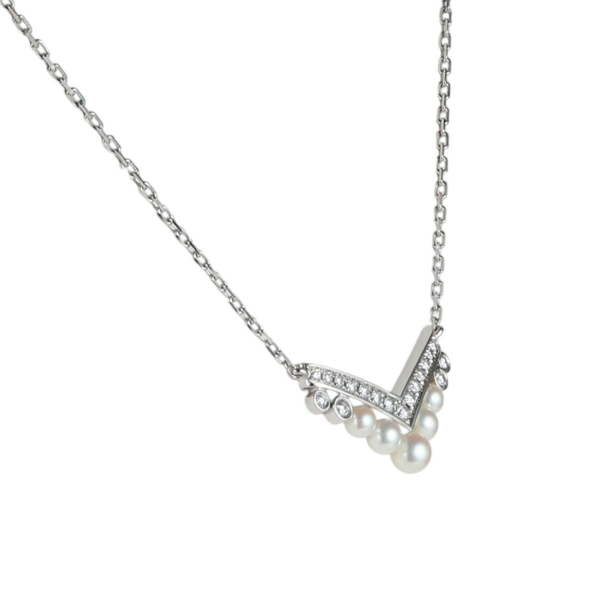 ショーメ パール ダイヤモンド ジョゼフィーヌ エグレット ネックレス K18WG 保付 J0478