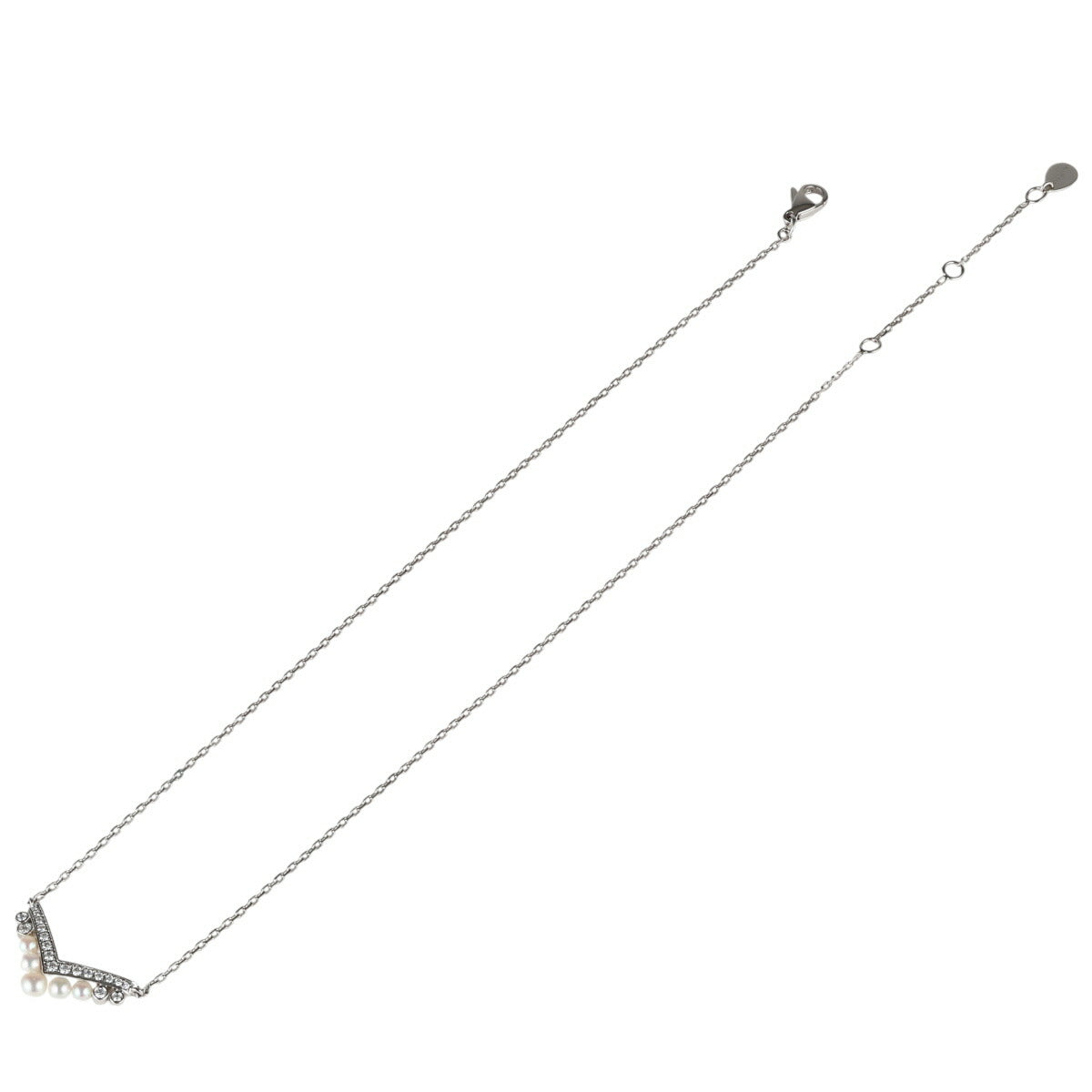 ショーメ パール ダイヤモンド ジョゼフィーヌ エグレット ネックレス K18WG 保付 J0478