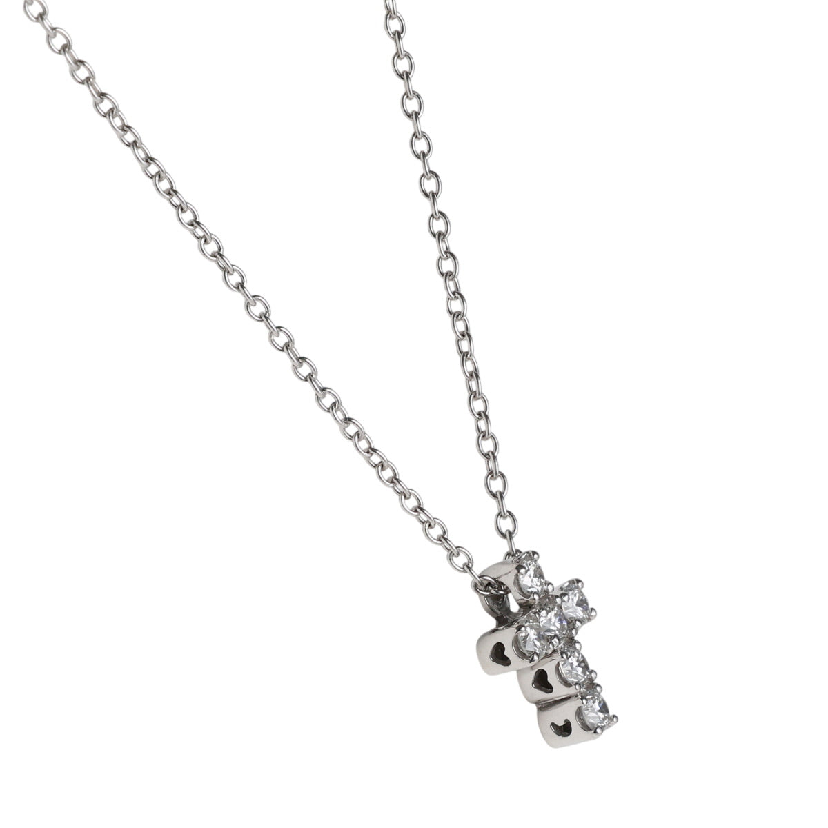 ポンテヴェキオ ダイヤ 0.23ct クロス ネックレス K18WG J0494
