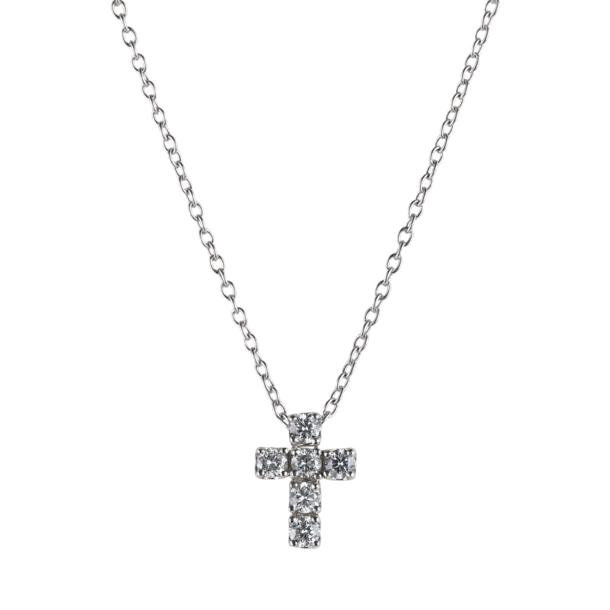 ポンテヴェキオ ダイヤ 0.23ct クロス ネックレス K18WG J0494