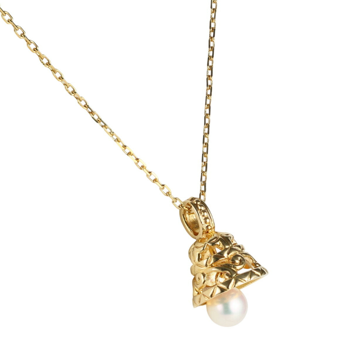 ミキモト パール ベルモチーフ ネックレス K18YG J0509
