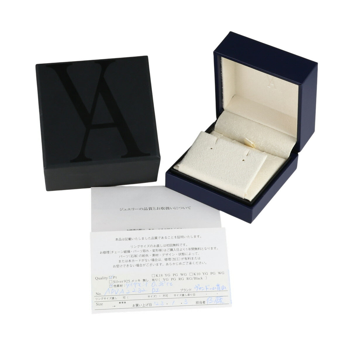 ヴァンドーム青山 ダイヤモンド 0.19ct 0.19ct グレース ピアス Pt950 Pt900 箱・保付 J0623
