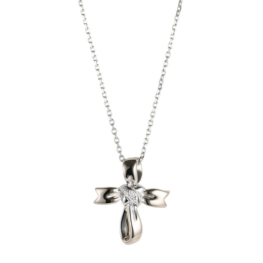 ミキモト ダイヤモンド 0.01ct クロスデザイン ネックレス K18WG J0886