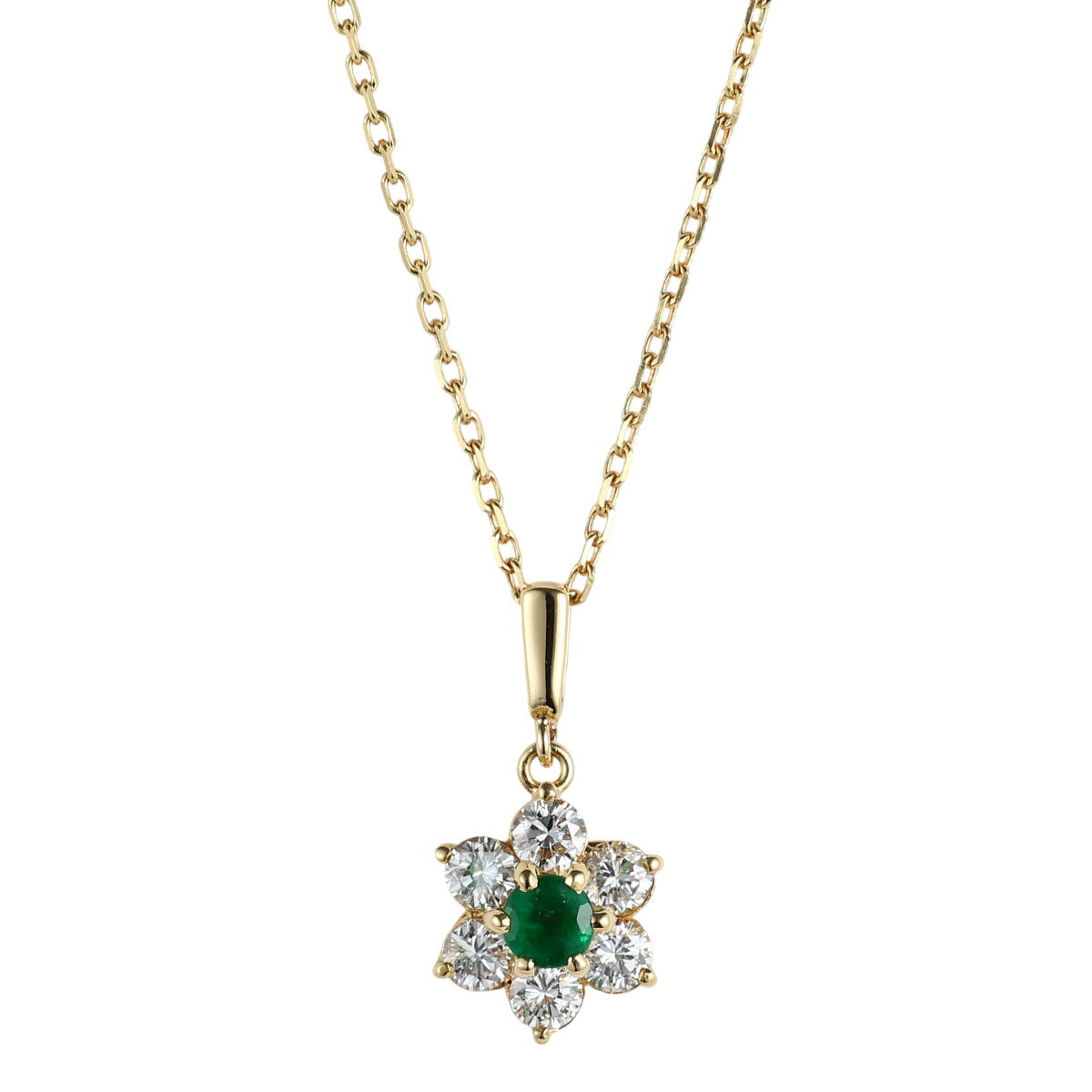ミキモト エメラルド 0.25ct ダイヤモンド 0.49ct ネックレス K18YG J1127