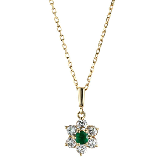 ミキモト エメラルド 0.25ct ダイヤモンド 0.49ct ネックレス K18YG J1127