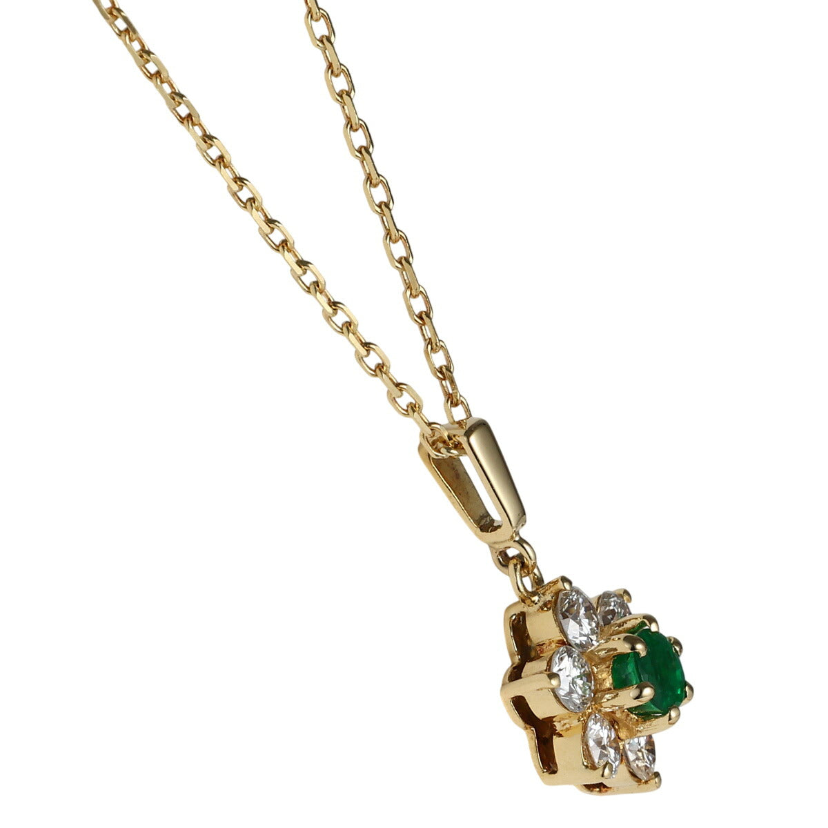 ミキモト エメラルド 0.25ct ダイヤモンド 0.49ct ネックレス K18YG J1127