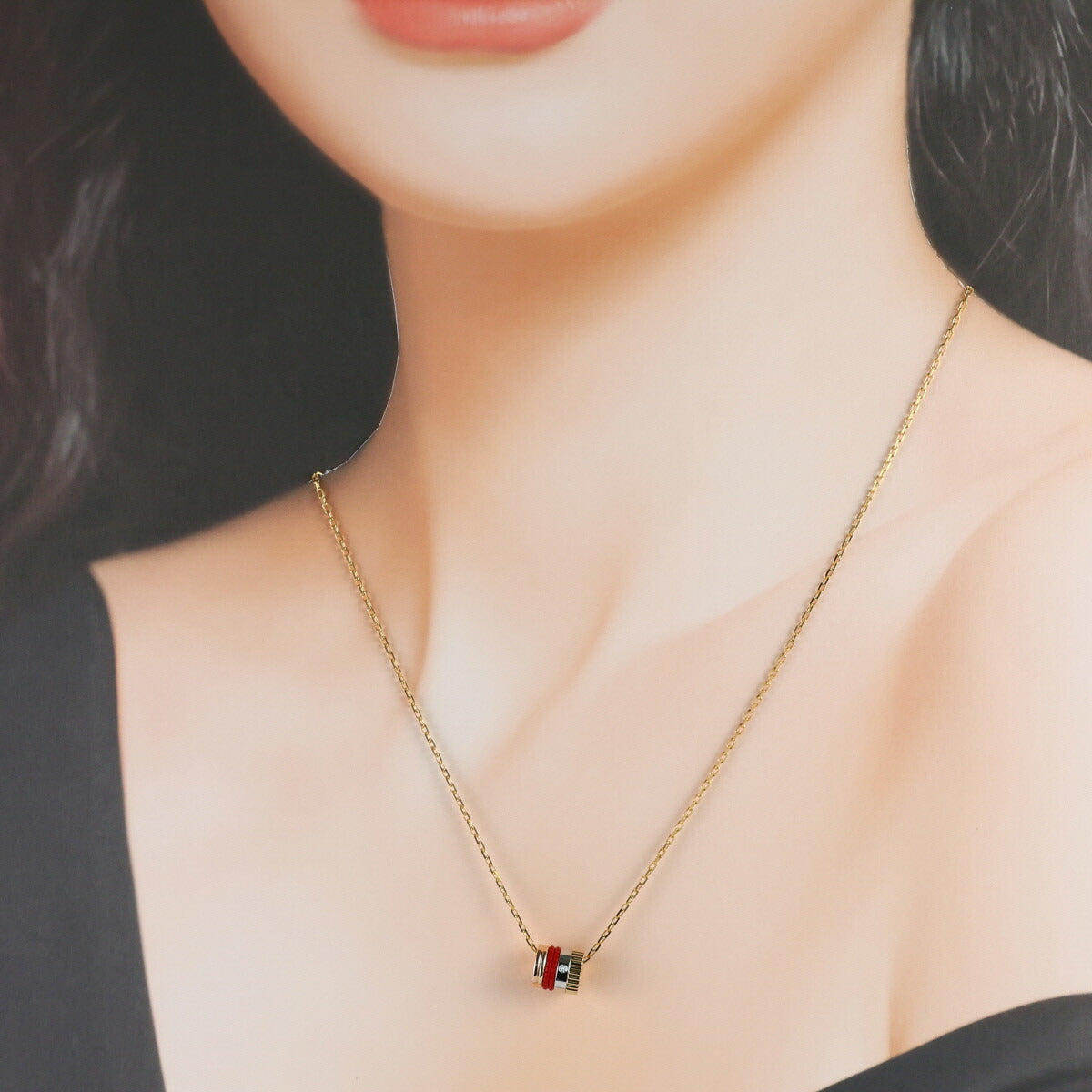 ブシュロン ダイヤモンド キャトルレッド スモール ネックレス JPN00617 K18YG K18WG K18PG セラミック J1168